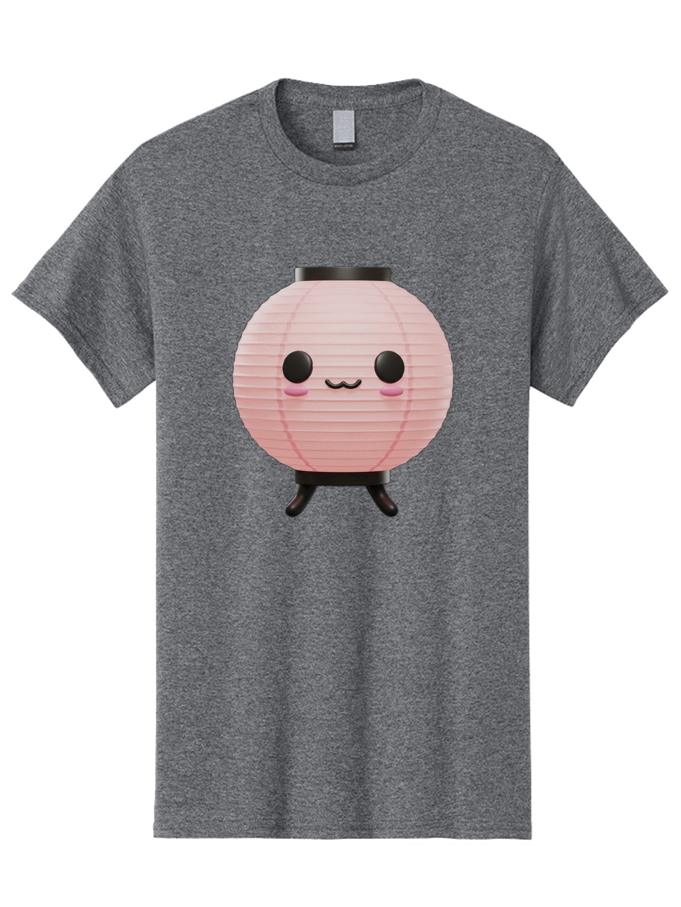 Pink-Paper-Lantern Men'S Graphic Tee, 100% Cotton, Comfortable Casual Summer Wear, Machine Washable, Pink Paper Lantern, Cute Character, Kawaii Culture, Cartoon Style, Smiling Face, Rosy Cheeks, Round Eyes, Black Stand, Kawaii Aesthetic, Bad436 4