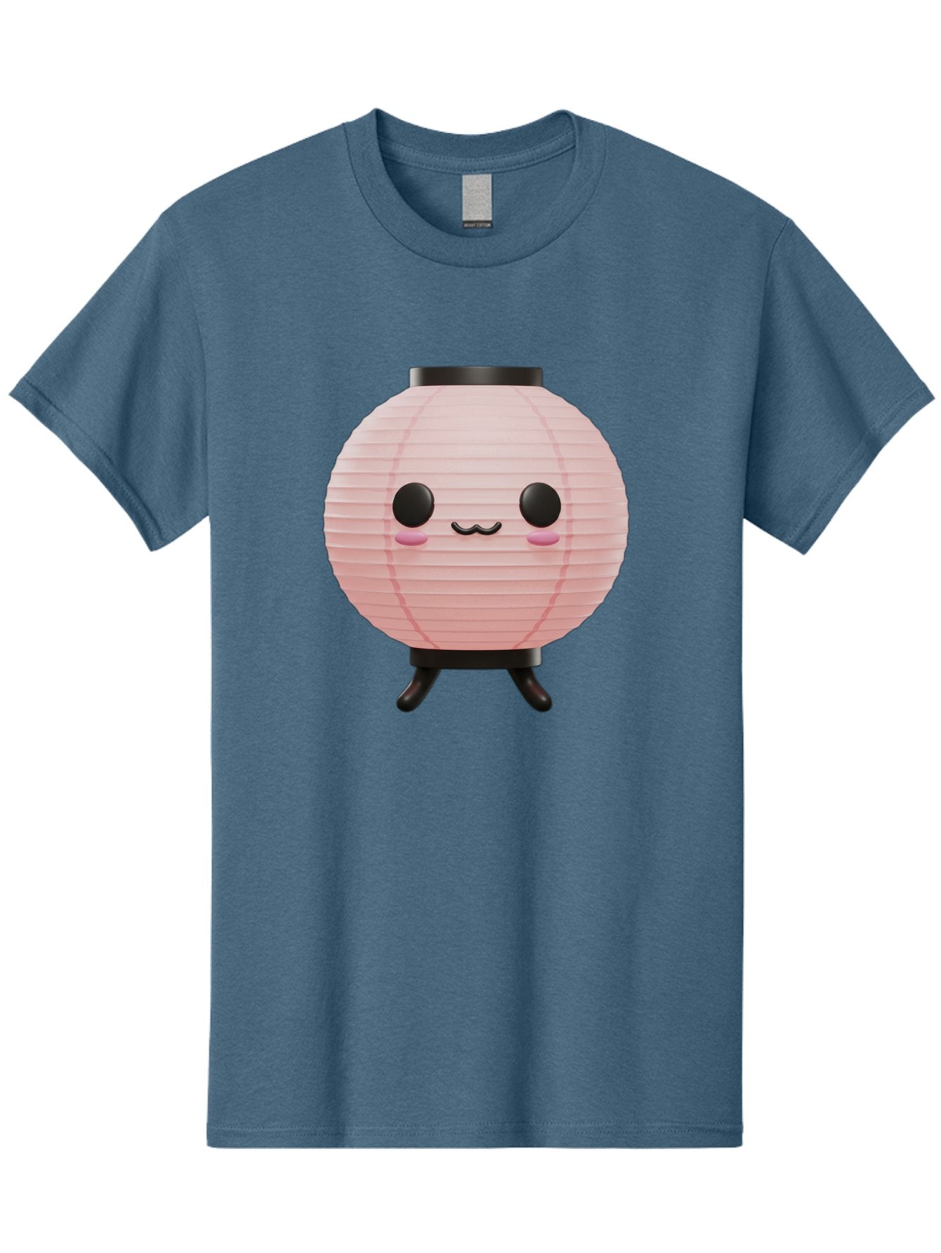 Pink-Paper-Lantern Men'S Graphic Tee, 100% Cotton, Comfortable Casual Summer Wear, Machine Washable, Pink Paper Lantern, Cute Character, Kawaii Culture, Cartoon Style, Smiling Face, Rosy Cheeks, Round Eyes, Black Stand, Kawaii Aesthetic, Bad436 15