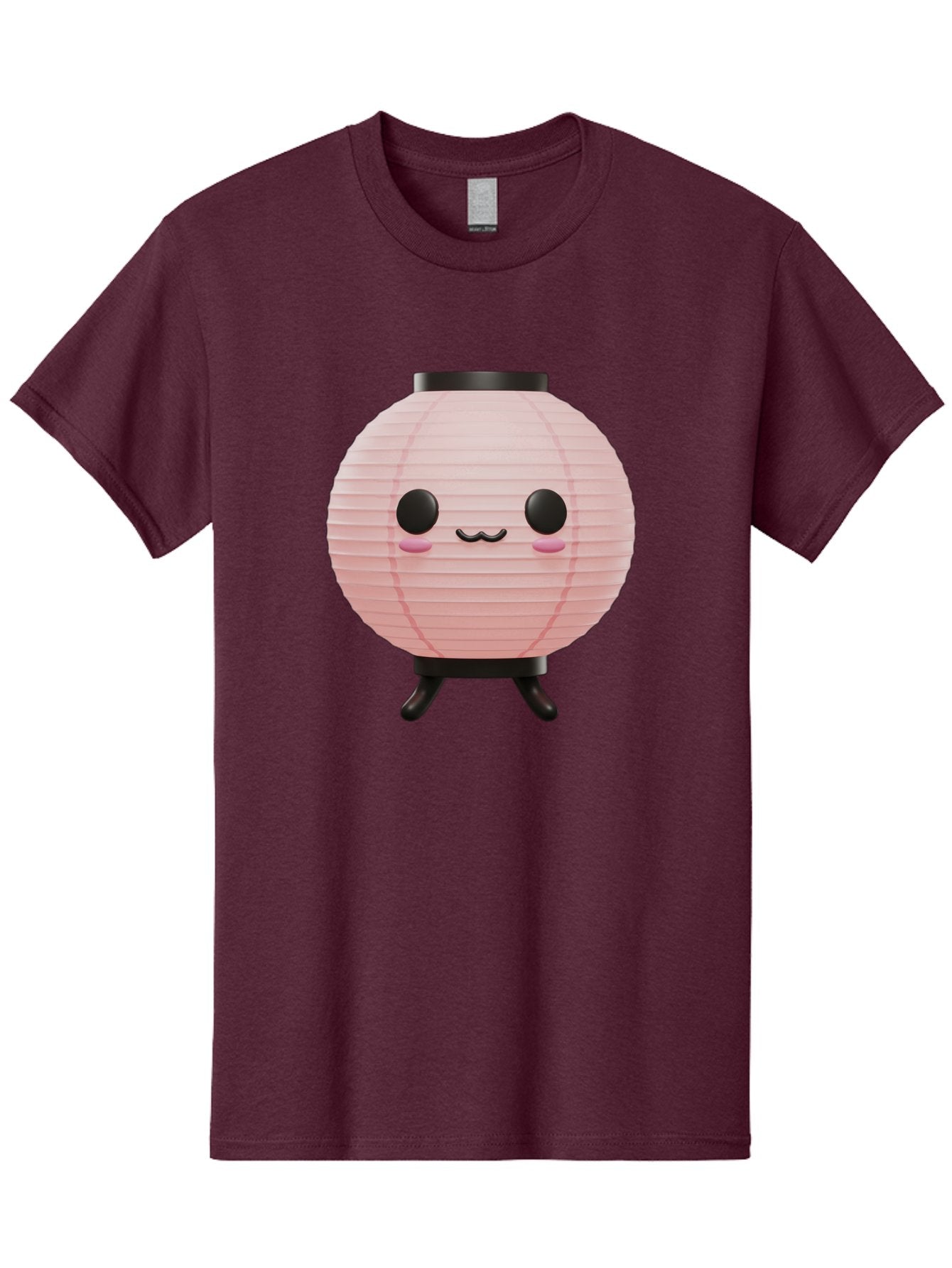 Pink-Paper-Lantern Men'S Graphic Tee, 100% Cotton, Comfortable Casual Summer Wear, Machine Washable, Pink Paper Lantern, Cute Character, Kawaii Culture, Cartoon Style, Smiling Face, Rosy Cheeks, Round Eyes, Black Stand, Kawaii Aesthetic, Bad436 14