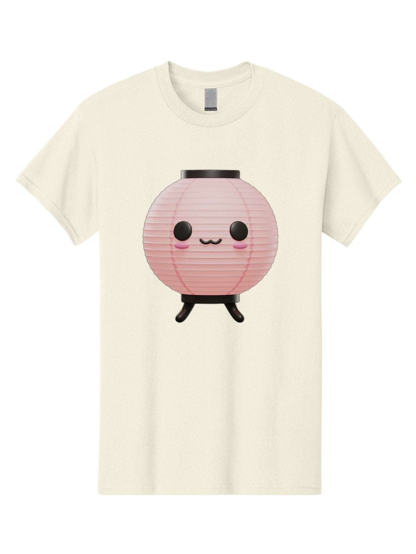 Pink-Paper-Lantern Men'S Graphic Tee, 100% Cotton, Comfortable Casual Summer Wear, Machine Washable, Pink Paper Lantern, Cute Character, Kawaii Culture, Cartoon Style, Smiling Face, Rosy Cheeks, Round Eyes, Black Stand, Kawaii Aesthetic, Bad436 6