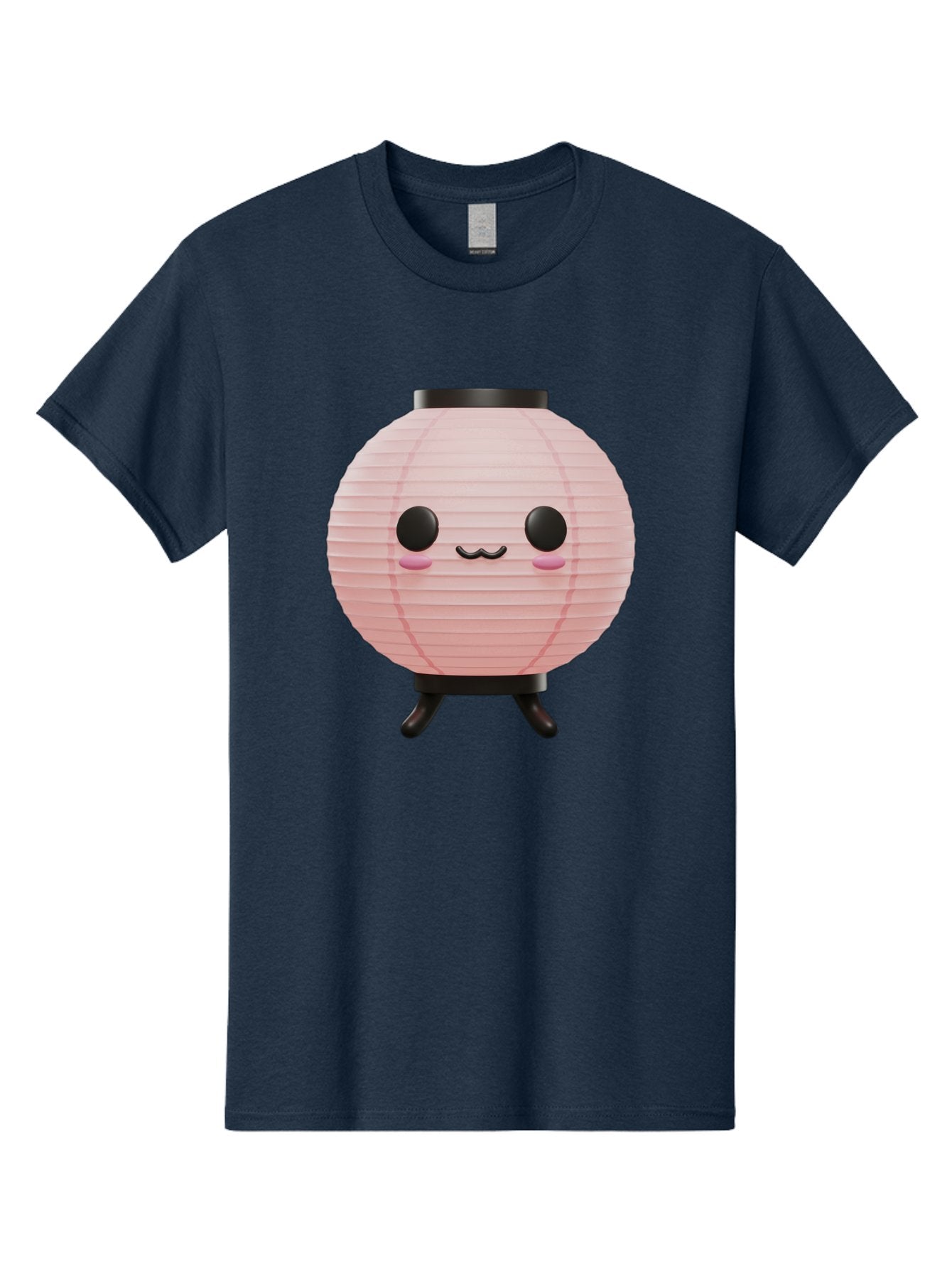 Pink-Paper-Lantern Men'S Graphic Tee, 100% Cotton, Comfortable Casual Summer Wear, Machine Washable, Pink Paper Lantern, Cute Character, Kawaii Culture, Cartoon Style, Smiling Face, Rosy Cheeks, Round Eyes, Black Stand, Kawaii Aesthetic, Bad436 12