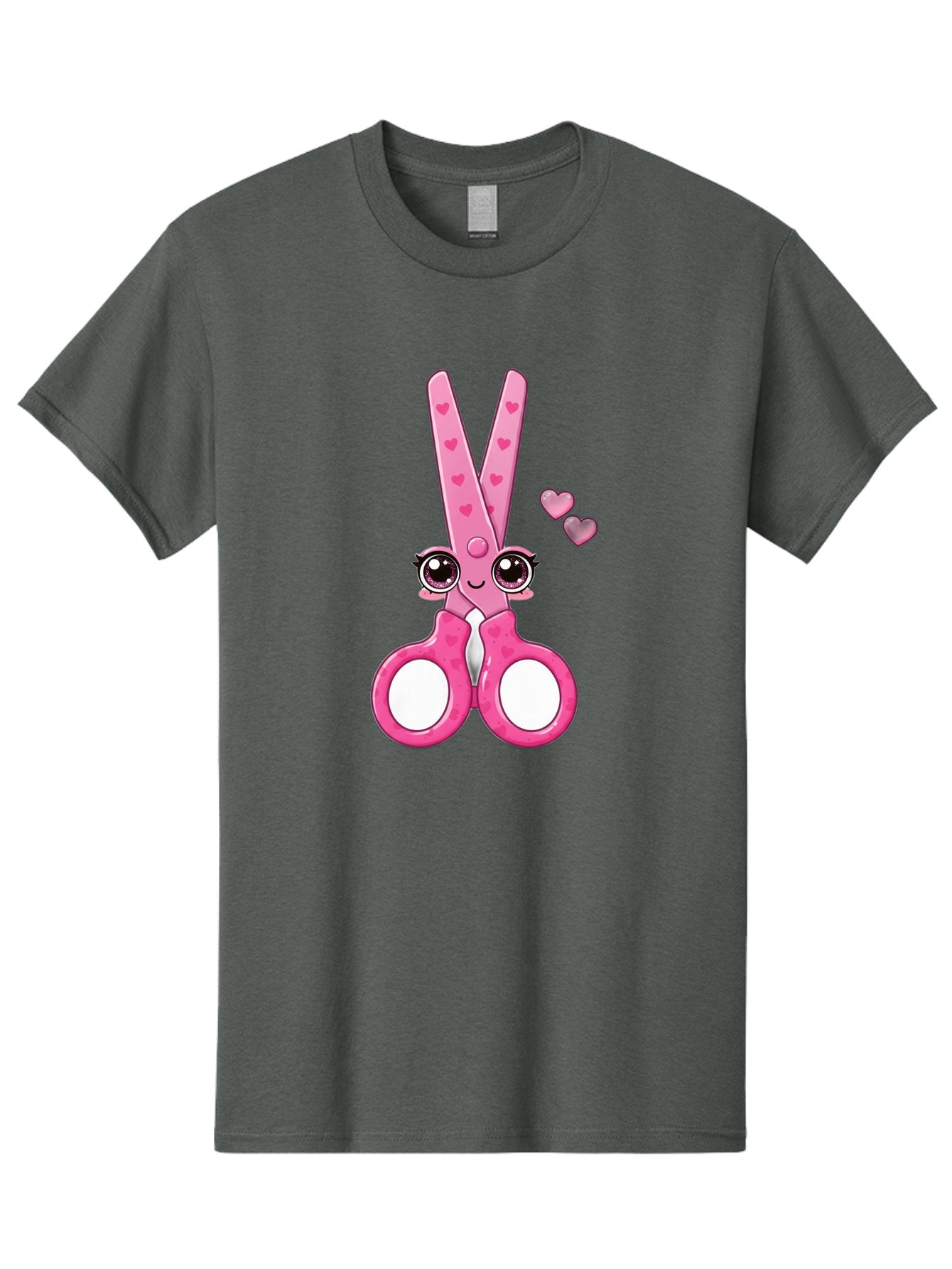 Pink-Scissors Men'S Graphic Tee, 100% Cotton, Comfortable Casual Summer Wear, Machine Washable, Pink Scissors With Hearts, Cute Cartoon Character, Playful Design, Fun Illustration, Office Supplies, Crafting Tools, Heart-Themed Decor, Bad437 8