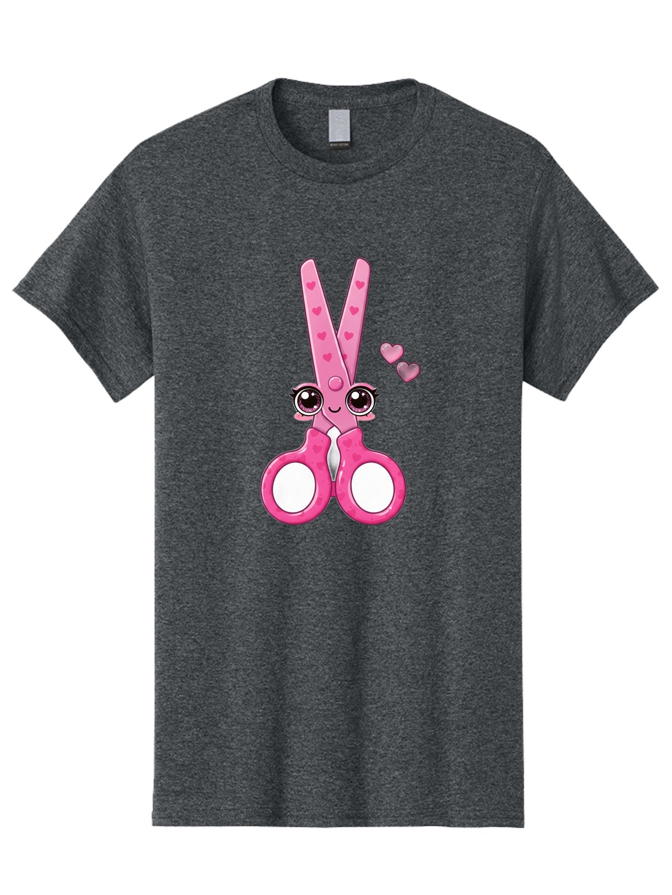 Pink-Scissors Men'S Graphic Tee, 100% Cotton, Comfortable Casual Summer Wear, Machine Washable, Pink Scissors With Hearts, Cute Cartoon Character, Playful Design, Fun Illustration, Office Supplies, Crafting Tools, Heart-Themed Decor, Bad437 4