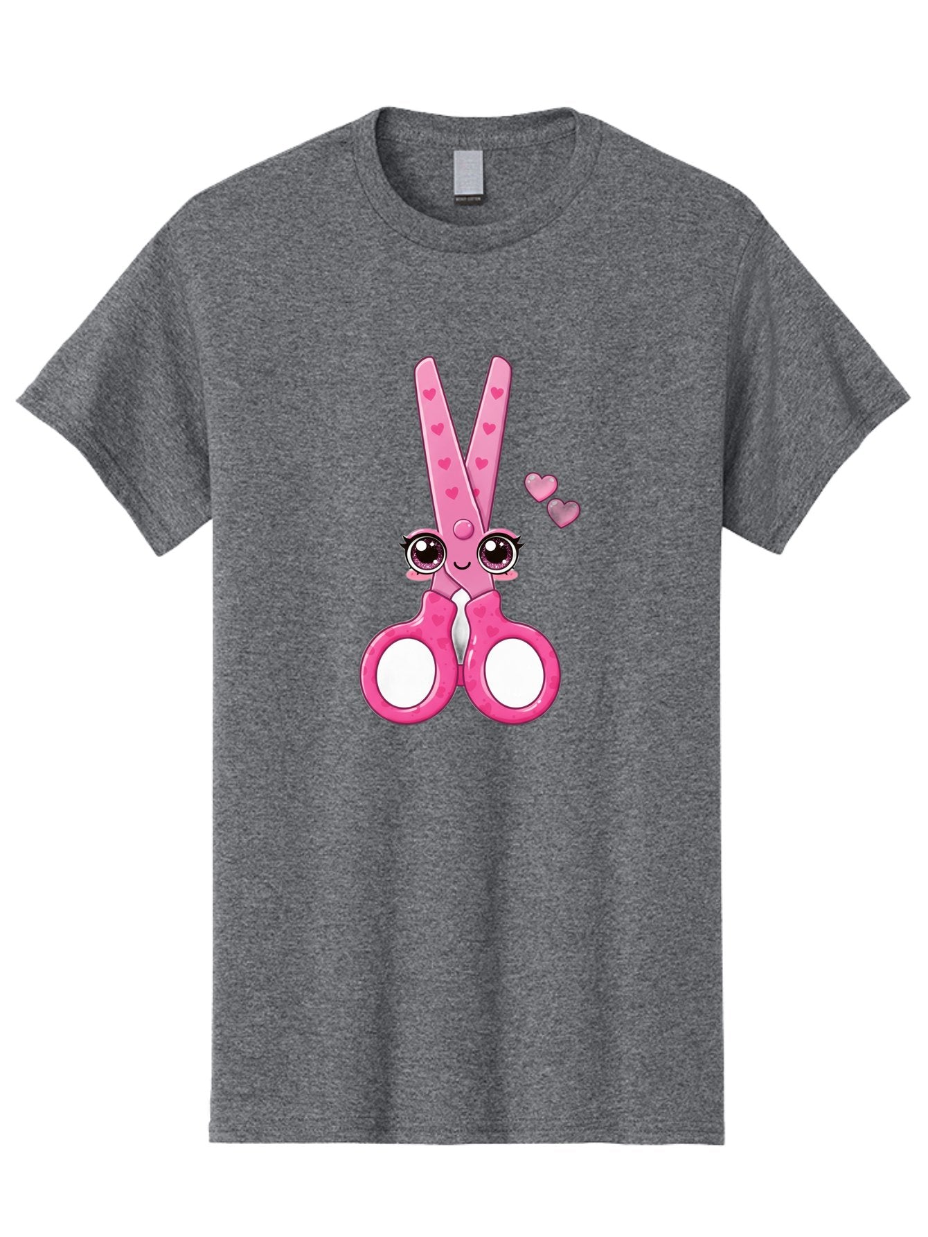 Pink-Scissors Men'S Graphic Tee, 100% Cotton, Comfortable Casual Summer Wear, Machine Washable, Pink Scissors With Hearts, Cute Cartoon Character, Playful Design, Fun Illustration, Office Supplies, Crafting Tools, Heart-Themed Decor, Bad437