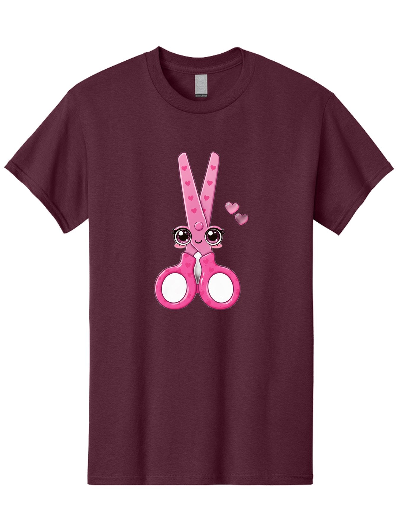 Pink-Scissors Men'S Graphic Tee, 100% Cotton, Comfortable Casual Summer Wear, Machine Washable, Pink Scissors With Hearts, Cute Cartoon Character, Playful Design, Fun Illustration, Office Supplies, Crafting Tools, Heart-Themed Decor, Bad437 12