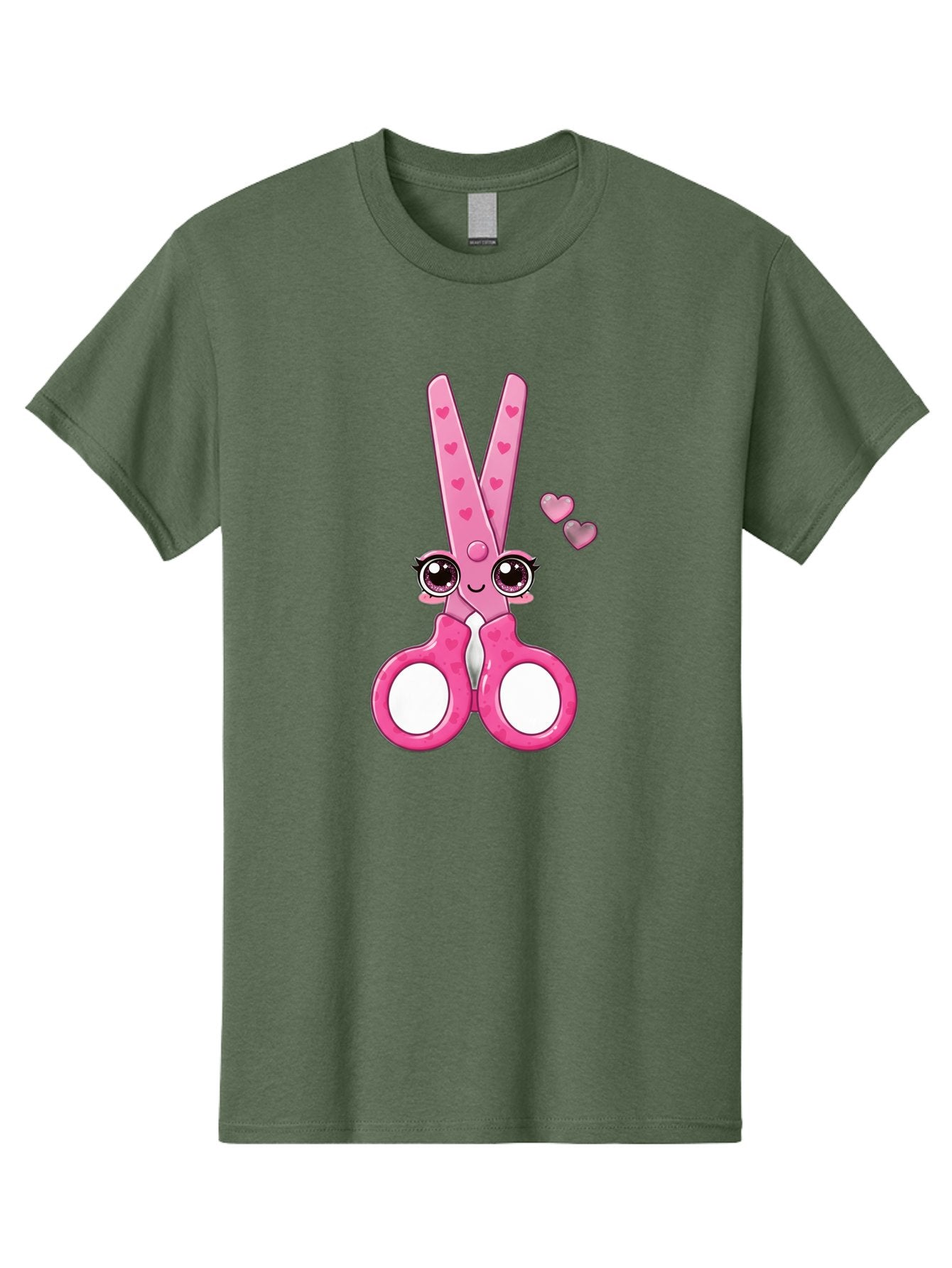 Pink-Scissors Men'S Graphic Tee, 100% Cotton, Comfortable Casual Summer Wear, Machine Washable, Pink Scissors With Hearts, Cute Cartoon Character, Playful Design, Fun Illustration, Office Supplies, Crafting Tools, Heart-Themed Decor, Bad437 11