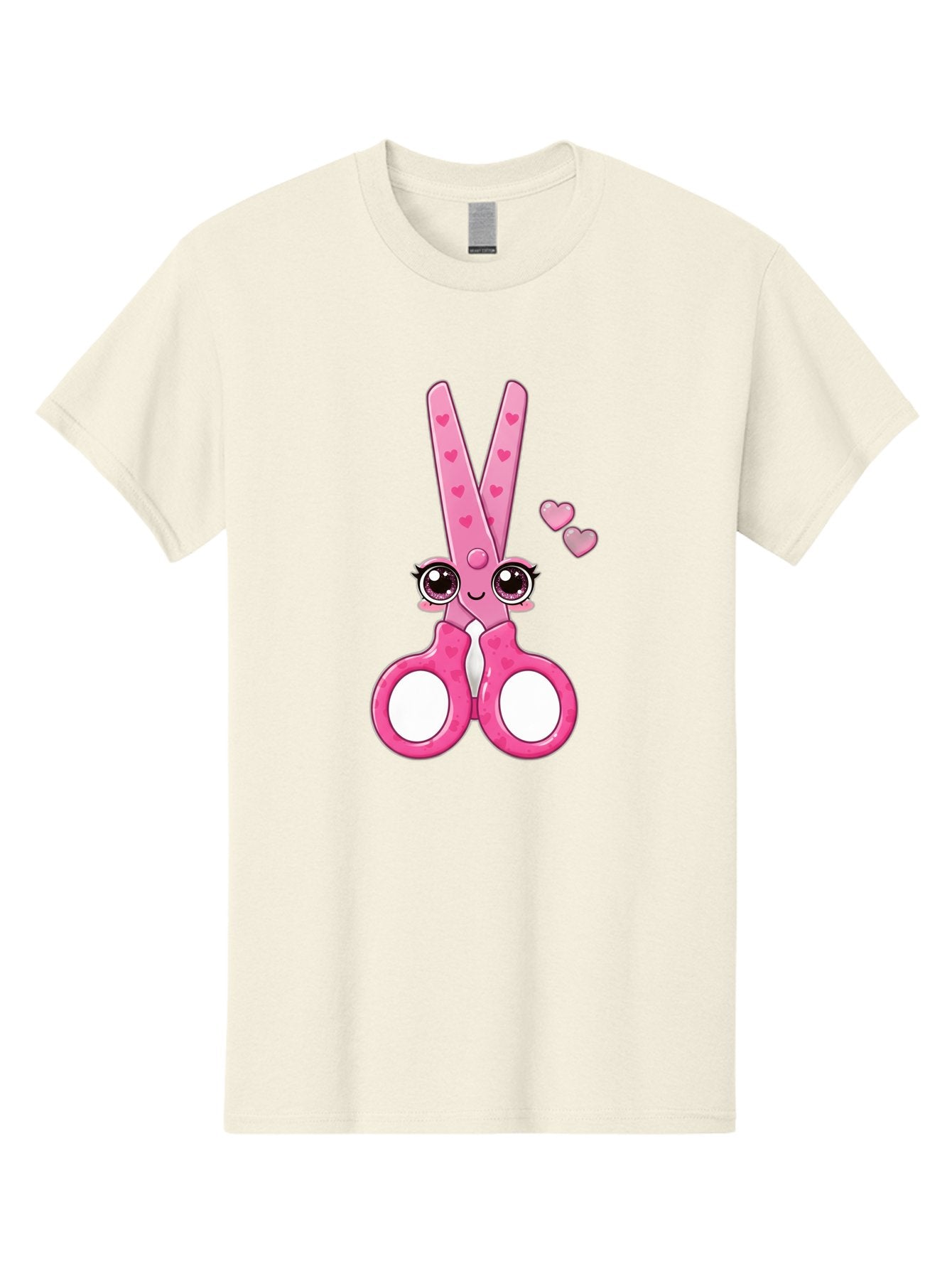Pink-Scissors Men'S Graphic Tee, 100% Cotton, Comfortable Casual Summer Wear, Machine Washable, Pink Scissors With Hearts, Cute Cartoon Character, Playful Design, Fun Illustration, Office Supplies, Crafting Tools, Heart-Themed Decor, Bad437