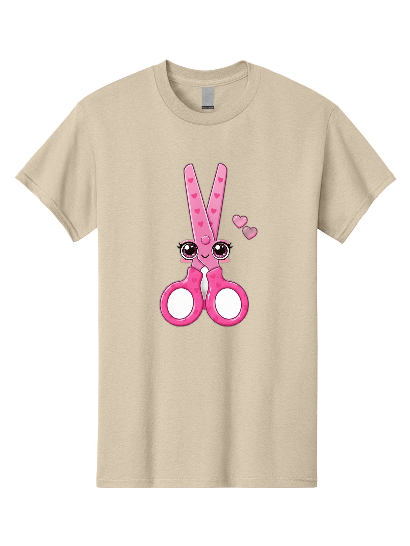 Pink-Scissors Men'S Graphic Tee, 100% Cotton, Comfortable Casual Summer Wear, Machine Washable, Pink Scissors With Hearts, Cute Cartoon Character, Playful Design, Fun Illustration, Office Supplies, Crafting Tools, Heart-Themed Decor, Bad437 14