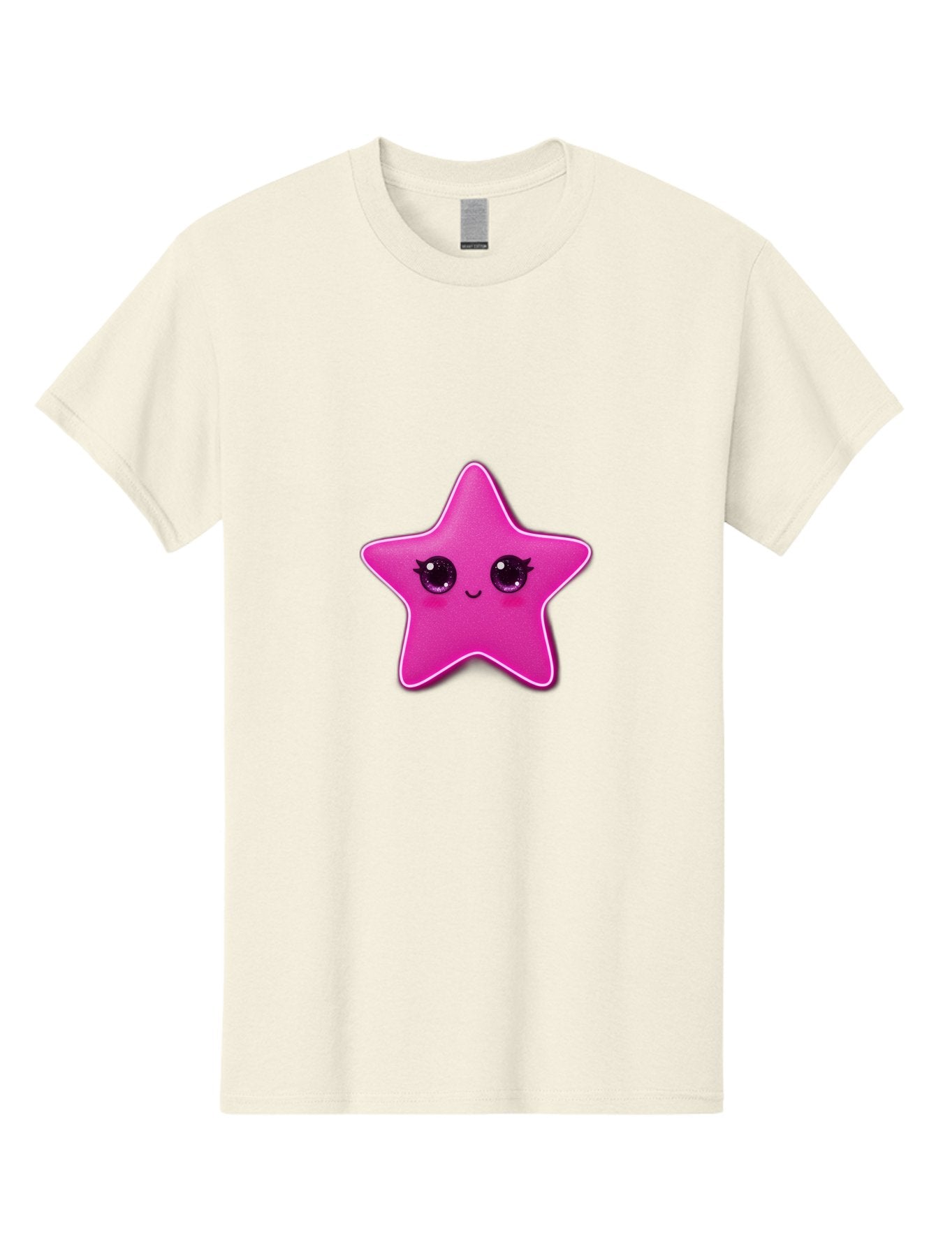 Pink-Star Men'S Graphic Tee, 100% Cotton, Comfortable Casual Summer Wear, Machine Washable, Pink Star, Cute Face, Cartoon Character, Kawaii Design, Sparkly Eyes, Sweet Expression, Whimsical Illustration, Feminine Charm, Playful Graphics Bad438 12