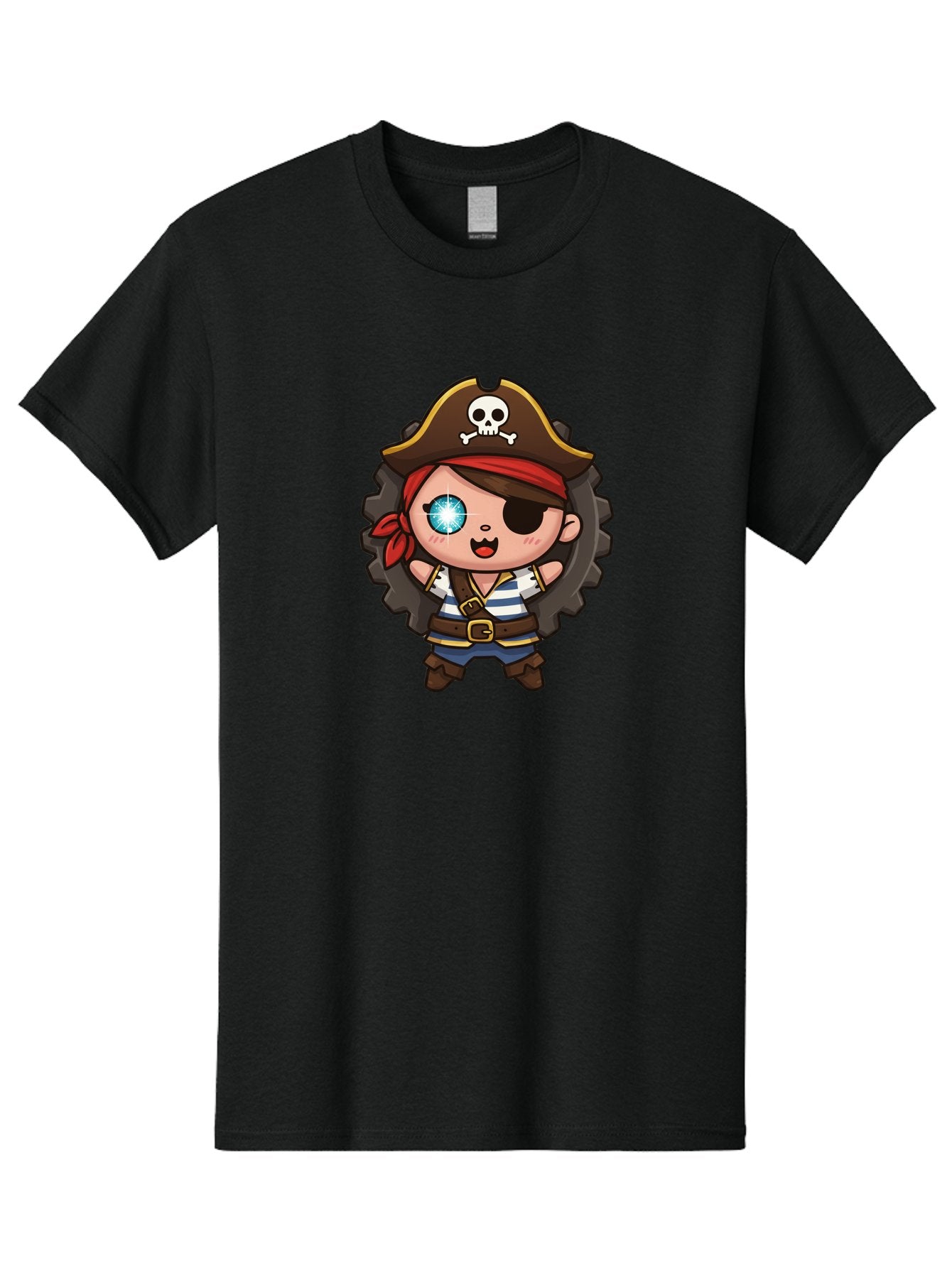 Pirate-Girl Men'S Graphic Tee, 100% Cotton, Comfortable Casual Summer Wear, Machine Washable, Cartoon Pirate Girl, Pirate Costume, Eye Patch, Pirate Hat, Skull And Crossbones, Treasure Hunt, Swashbuckling Adventure, Kawaii Pirate, Bad440 6