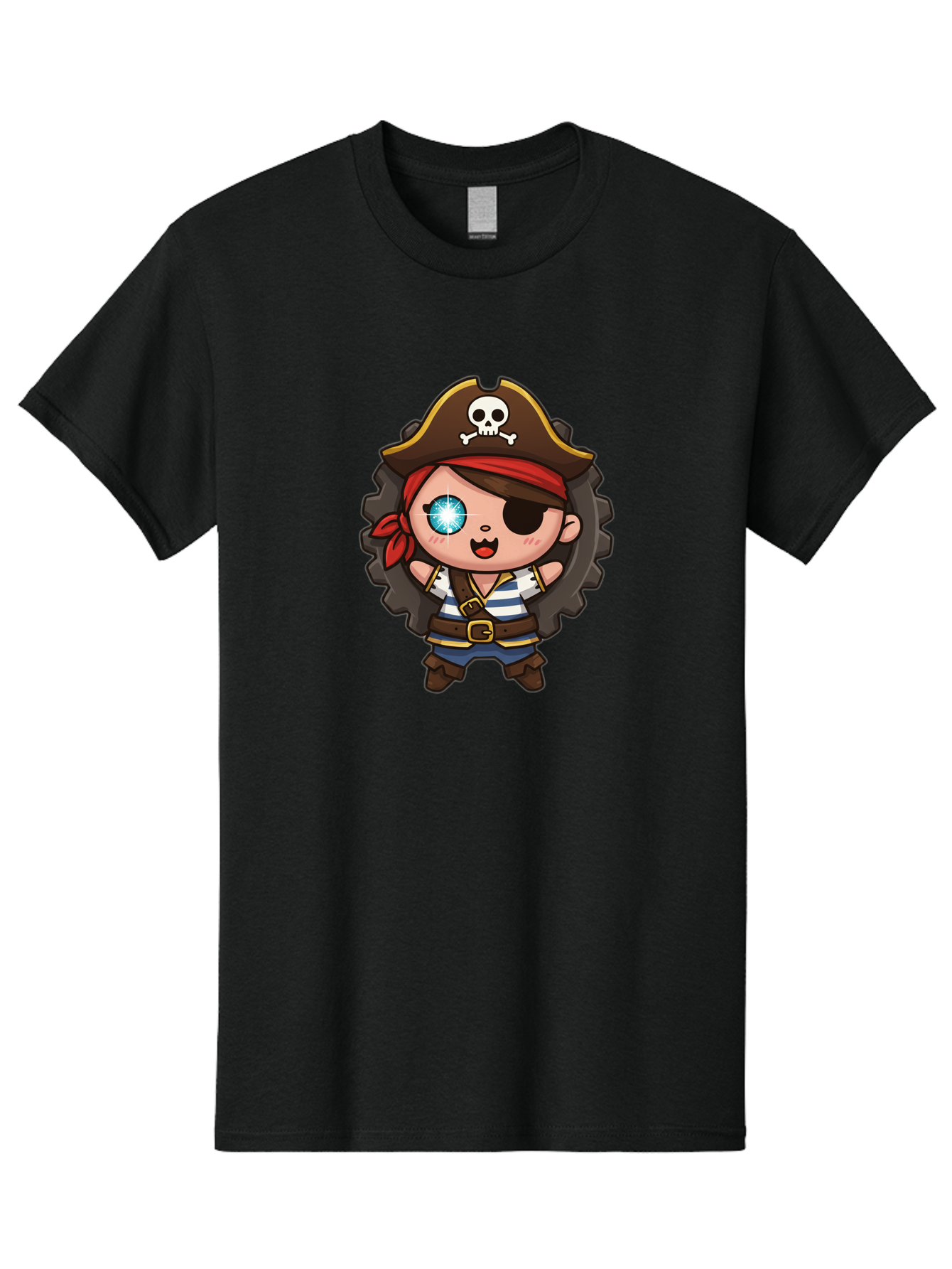 Pirate-Girl Men'S Graphic Tee, 100% Cotton, Comfortable Casual Summer Wear, Machine Washable, Cartoon Pirate Girl, Pirate Costume, Eye Patch, Pirate Hat, Skull And Crossbones, Treasure Hunt, Swashbuckling Adventure, Kawaii Pirate, Bad440 7