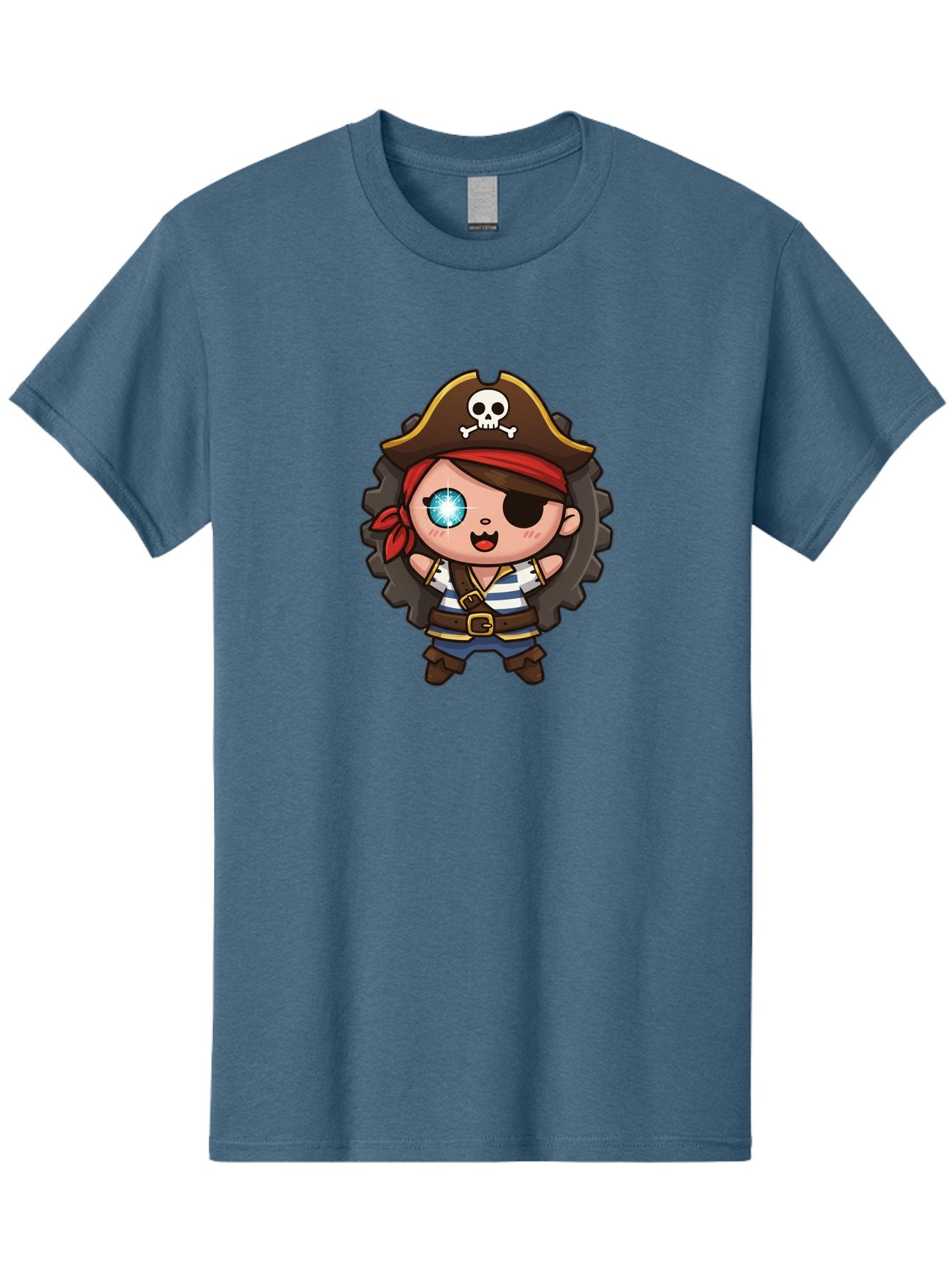 Pirate-Girl Men'S Graphic Tee, 100% Cotton, Comfortable Casual Summer Wear, Machine Washable, Cartoon Pirate Girl, Pirate Costume, Eye Patch, Pirate Hat, Skull And Crossbones, Treasure Hunt, Swashbuckling Adventure, Kawaii Pirate, Bad440 15