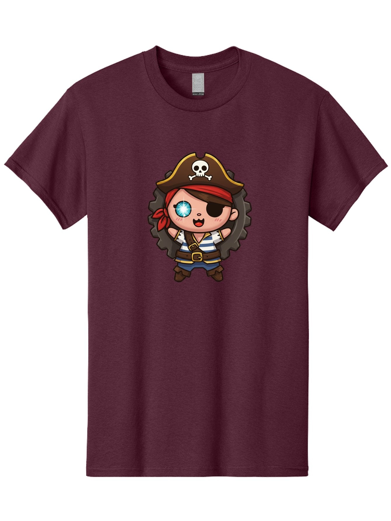 Pirate-Girl Men'S Graphic Tee, 100% Cotton, Comfortable Casual Summer Wear, Machine Washable, Cartoon Pirate Girl, Pirate Costume, Eye Patch, Pirate Hat, Skull And Crossbones, Treasure Hunt, Swashbuckling Adventure, Kawaii Pirate, Bad440 13