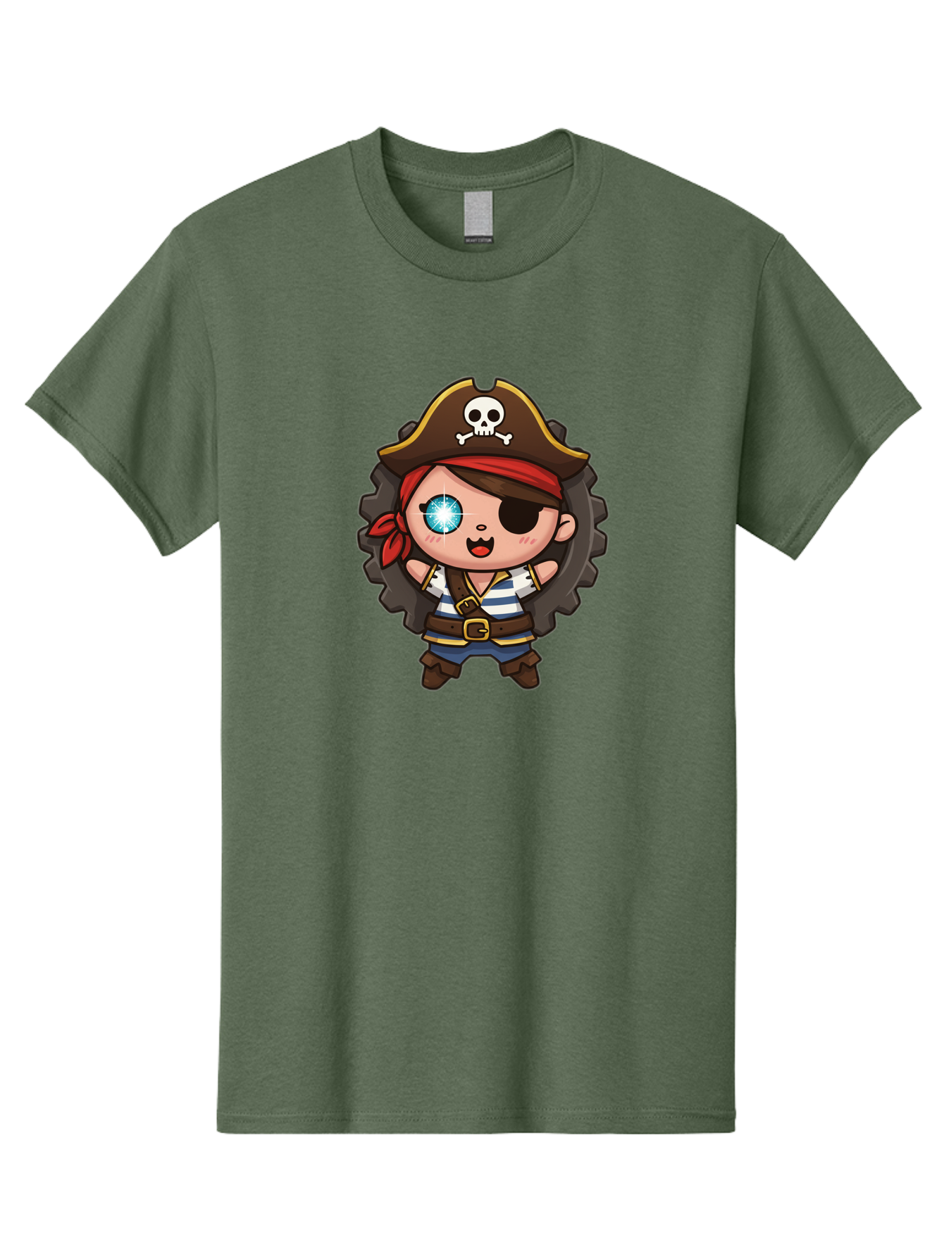 Pirate-Girl Men'S Graphic Tee, 100% Cotton, Comfortable Casual Summer Wear, Machine Washable, Cartoon Pirate Girl, Pirate Costume, Eye Patch, Pirate Hat, Skull And Crossbones, Treasure Hunt, Swashbuckling Adventure, Kawaii Pirate, Bad440 8
