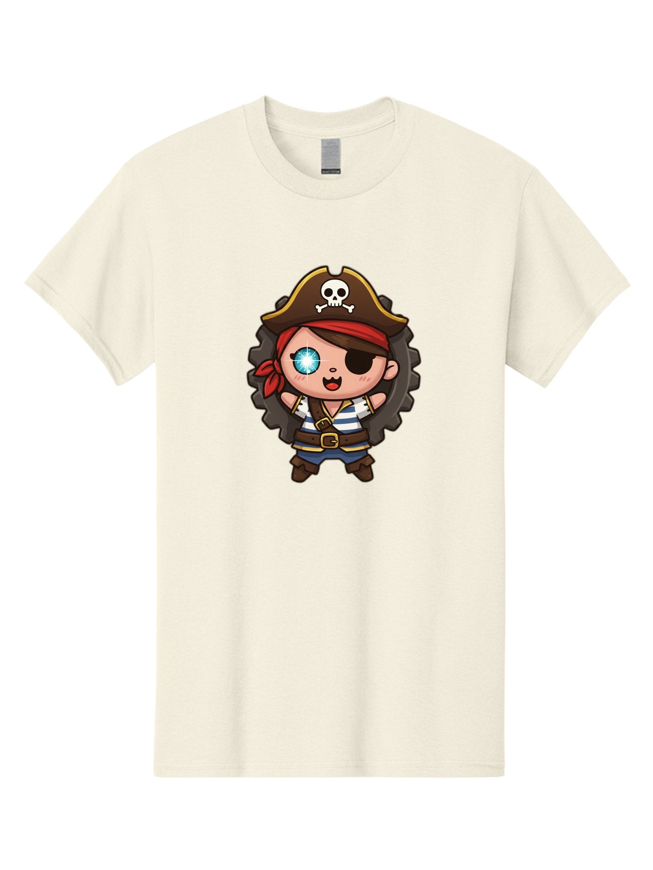 Pirate-Girl Men'S Graphic Tee, 100% Cotton, Comfortable Casual Summer Wear, Machine Washable, Cartoon Pirate Girl, Pirate Costume, Eye Patch, Pirate Hat, Skull And Crossbones, Treasure Hunt, Swashbuckling Adventure, Kawaii Pirate, Bad440 9