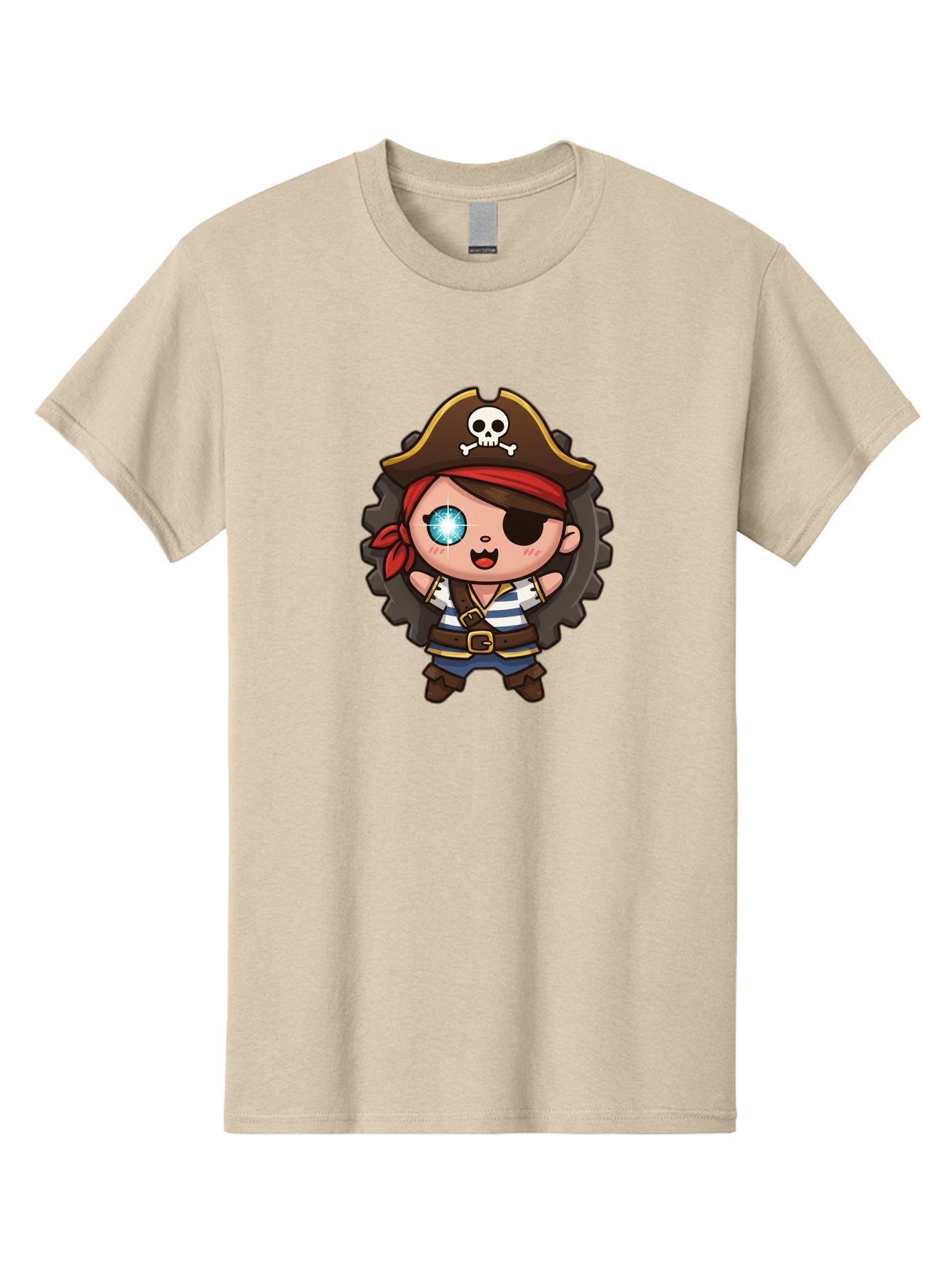 Pirate-Girl Men'S Graphic Tee, 100% Cotton, Comfortable Casual Summer Wear, Machine Washable, Cartoon Pirate Girl, Pirate Costume, Eye Patch, Pirate Hat, Skull And Crossbones, Treasure Hunt, Swashbuckling Adventure, Kawaii Pirate, Bad440 4