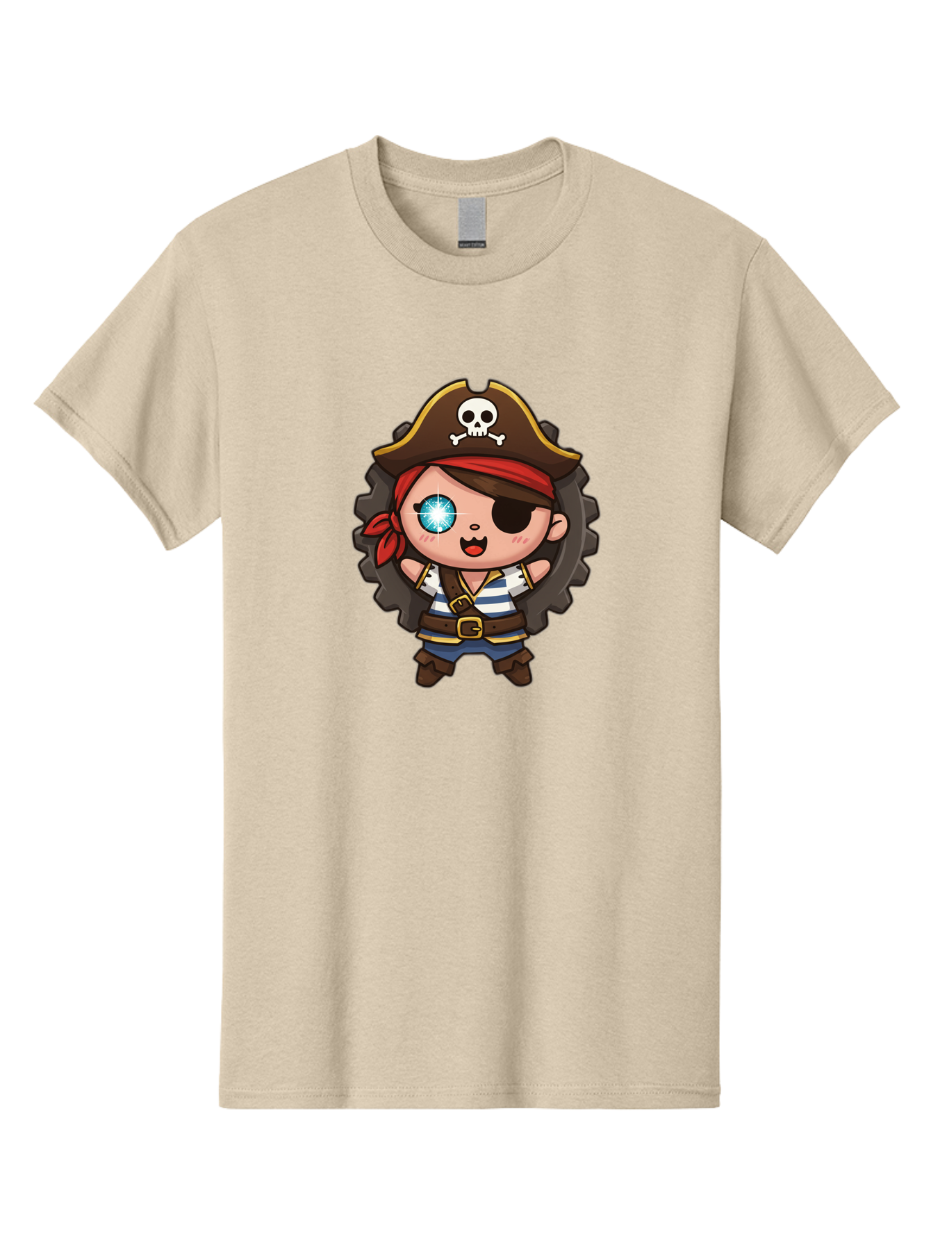 Pirate-Girl Men'S Graphic Tee, 100% Cotton, Comfortable Casual Summer Wear, Machine Washable, Cartoon Pirate Girl, Pirate Costume, Eye Patch, Pirate Hat, Skull And Crossbones, Treasure Hunt, Swashbuckling Adventure, Kawaii Pirate, Bad440 12