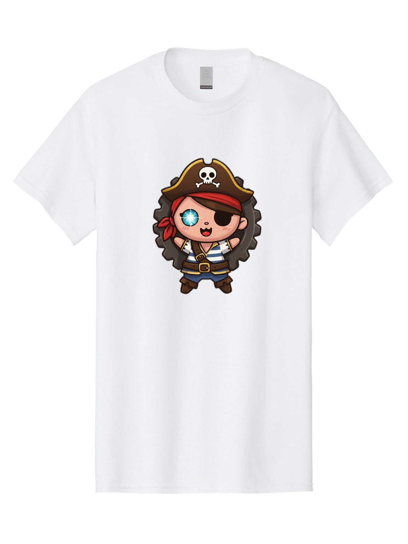 Pirate-Girl Men'S Graphic Tee, 100% Cotton, Comfortable Casual Summer Wear, Machine Washable, Cartoon Pirate Girl, Pirate Costume, Eye Patch, Pirate Hat, Skull And Crossbones, Treasure Hunt, Swashbuckling Adventure, Kawaii Pirate, Bad440 11