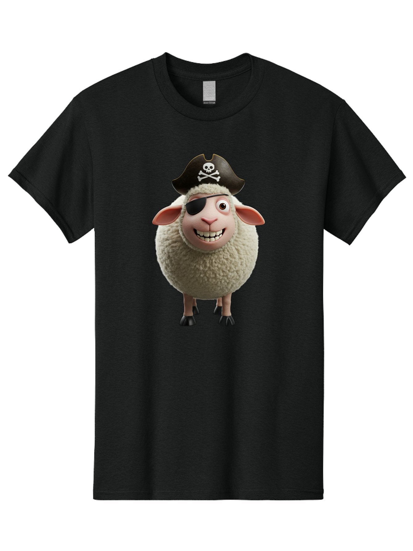 Pirate-Sheep Men'S Graphic Tee, 100% Cotton, Comfortable Casual Summer Wear, Machine Washable, Cartoon Sheep, Pirate Costume, Eye Patch, Skull And Crossbones Hat, Fluffy Sheep, Playful Character, Animated Animal, Pirate Sheep Character, Bad441 11