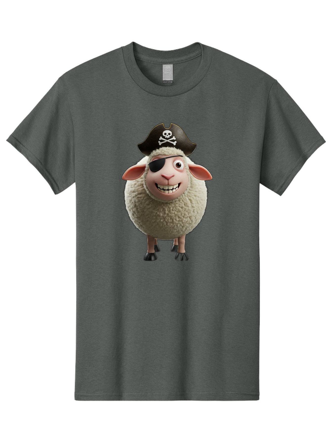Pirate-Sheep Men'S Graphic Tee, 100% Cotton, Comfortable Casual Summer Wear, Machine Washable, Cartoon Sheep, Pirate Costume, Eye Patch, Skull And Crossbones Hat, Fluffy Sheep, Playful Character, Animated Animal, Pirate Sheep Character, Bad441 10
