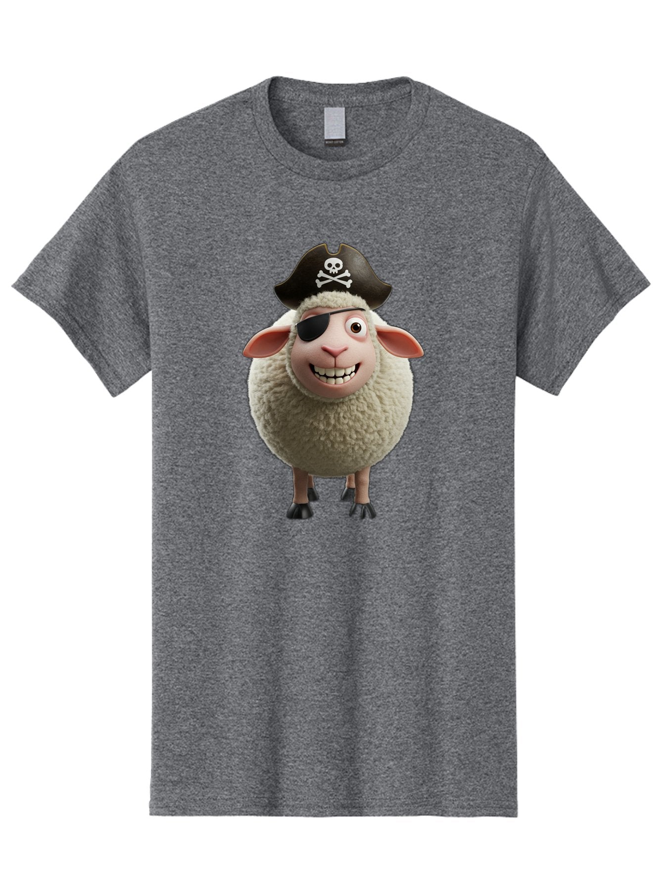 Pirate-Sheep Men'S Graphic Tee, 100% Cotton, Comfortable Casual Summer Wear, Machine Washable, Cartoon Sheep, Pirate Costume, Eye Patch, Skull And Crossbones Hat, Fluffy Sheep, Playful Character, Animated Animal, Pirate Sheep Character, Bad441 12