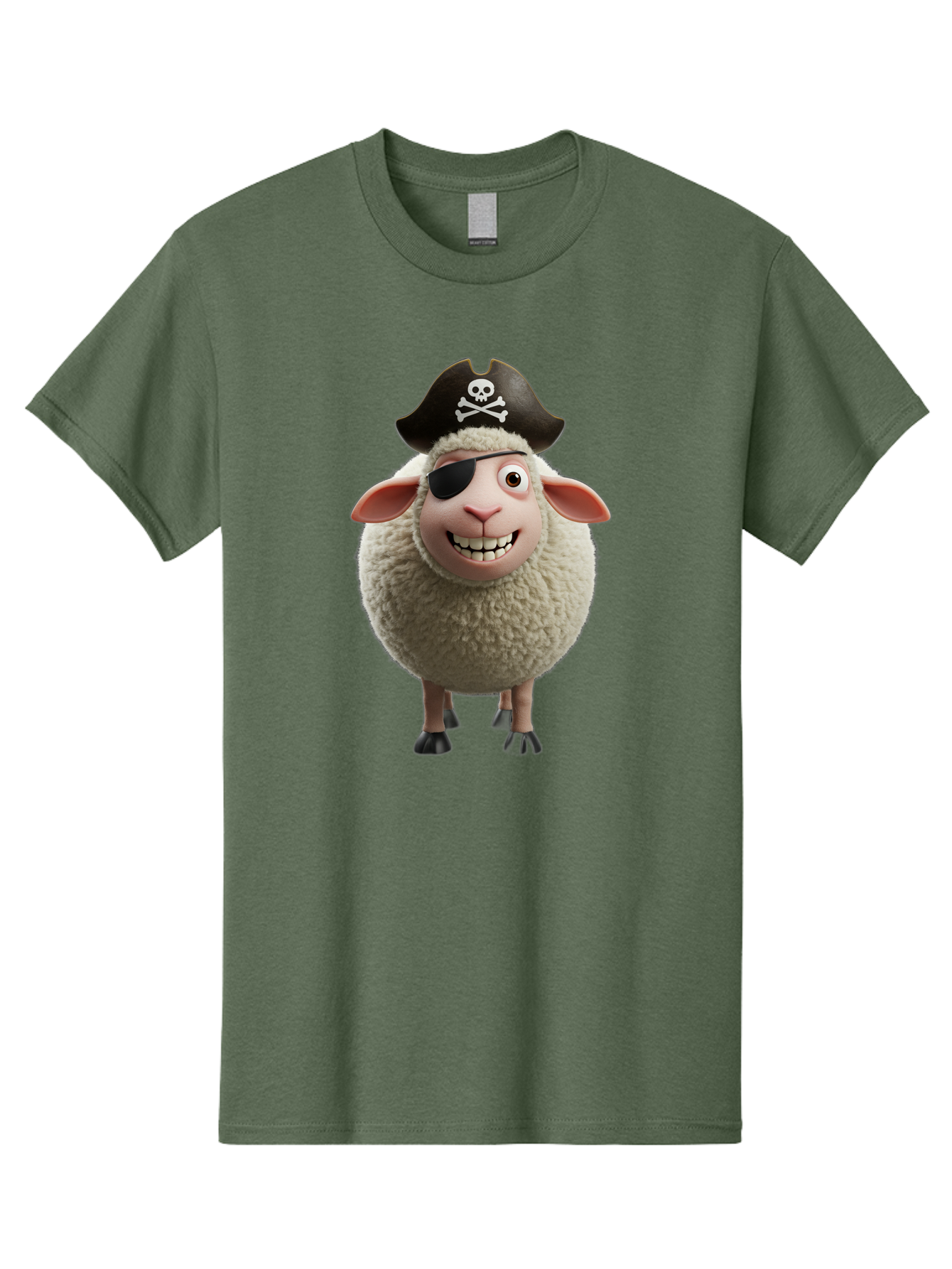 Pirate-Sheep Men'S Graphic Tee, 100% Cotton, Comfortable Casual Summer Wear, Machine Washable, Cartoon Sheep, Pirate Costume, Eye Patch, Skull And Crossbones Hat, Fluffy Sheep, Playful Character, Animated Animal, Pirate Sheep Character, Bad441 11