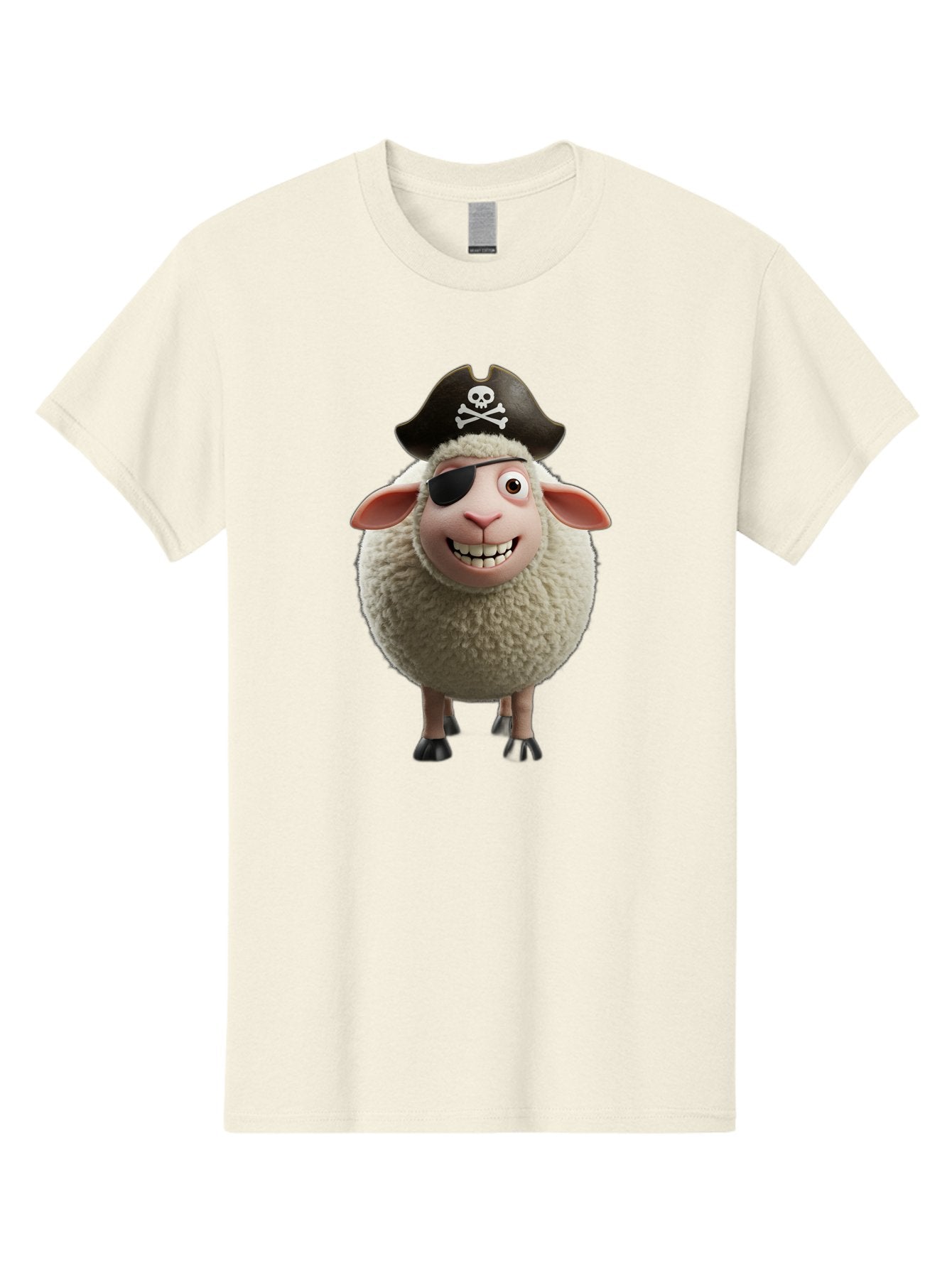 Pirate-Sheep Men'S Graphic Tee, 100% Cotton, Comfortable Casual Summer Wear, Machine Washable, Cartoon Sheep, Pirate Costume, Eye Patch, Skull And Crossbones Hat, Fluffy Sheep, Playful Character, Animated Animal, Pirate Sheep Character, Bad441 14