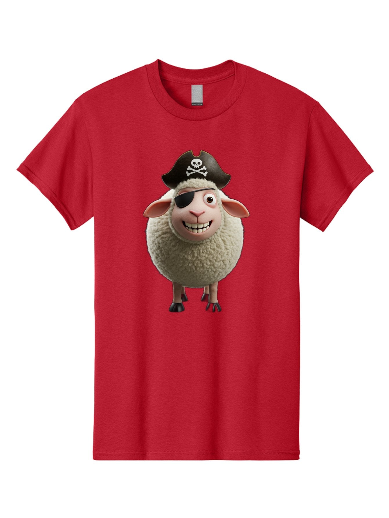 Pirate-Sheep Men'S Graphic Tee, 100% Cotton, Comfortable Casual Summer Wear, Machine Washable, Cartoon Sheep, Pirate Costume, Eye Patch, Skull And Crossbones Hat, Fluffy Sheep, Playful Character, Animated Animal, Pirate Sheep Character, Bad441 13