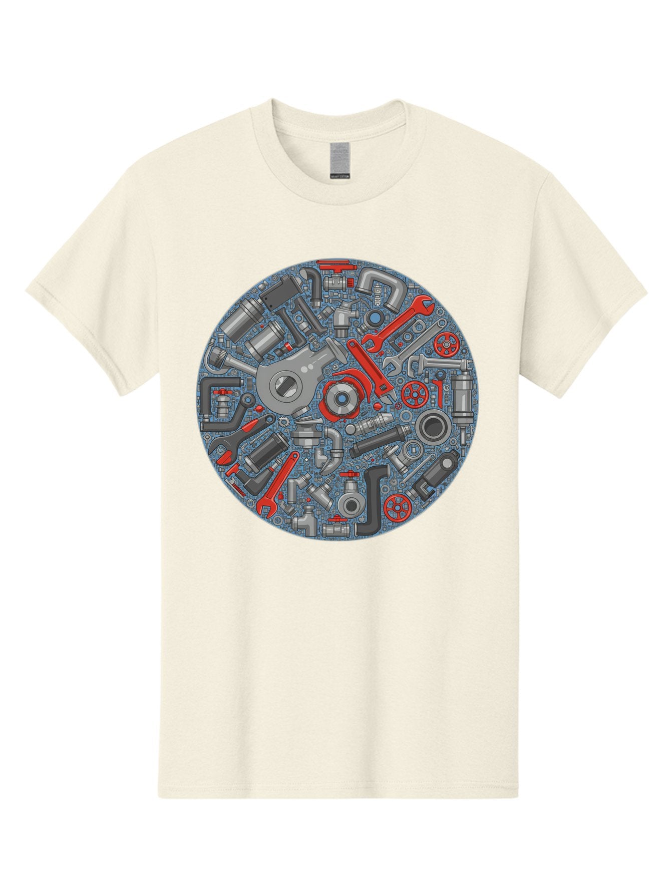 Plumbing-Tools Men'S Graphic Tee, 100% Cotton, Comfortable Casual Summer Wear, Machine Washable, Tools, Pipes, Plumbing, Machinery, Equipment, Wrenches, Spanners, Maintenance, Repair, Diy, Hardware, Industrial Bad446 8