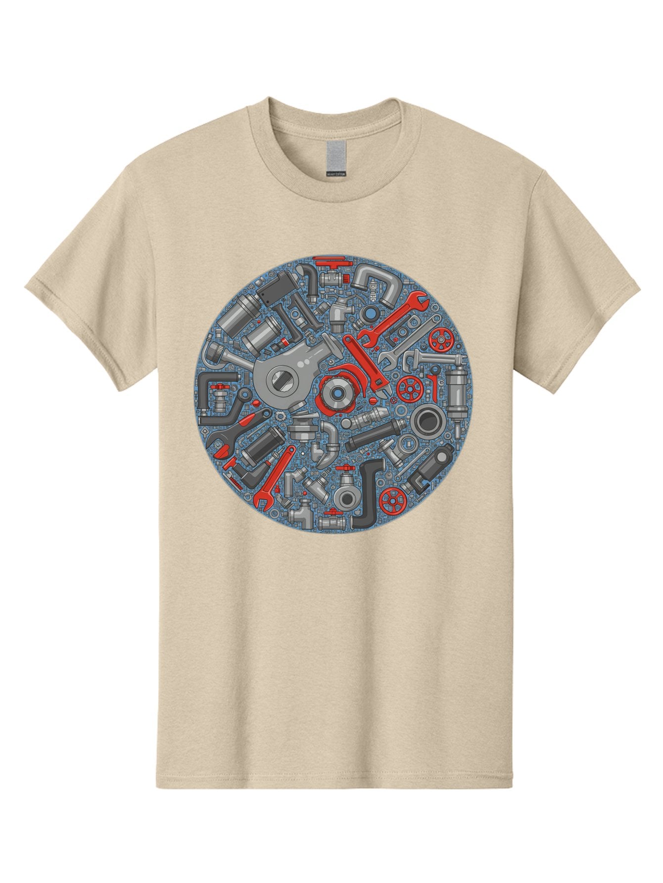 Plumbing-Tools Men'S Graphic Tee, 100% Cotton, Comfortable Casual Summer Wear, Machine Washable, Tools, Pipes, Plumbing, Machinery, Equipment, Wrenches, Spanners, Maintenance, Repair, Diy, Hardware, Industrial Bad446 14