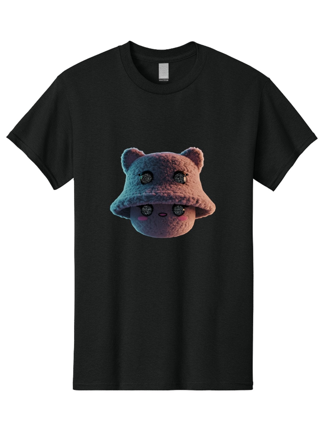Plushie-Character Men'S Graphic Tee, 100% Cotton, Comfortable Casual Summer Wear, Machine Washable, Cute Cartoon Character, Fluffy Teddy Bear, Kawaii Plush Toy, Round Face, Sparkly Eyes, Soft Pink Cheeks, Funny Expression, Endearing Design, Bad447 6