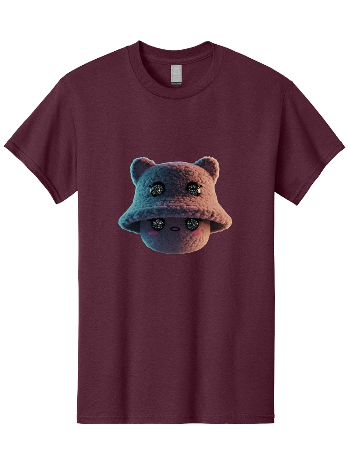 Plushie-Character Men'S Graphic Tee, 100% Cotton, Comfortable Casual Summer Wear, Machine Washable, Cute Cartoon Character, Fluffy Teddy Bear, Kawaii Plush Toy, Round Face, Sparkly Eyes, Soft Pink Cheeks, Funny Expression, Endearing Design, Bad447 15