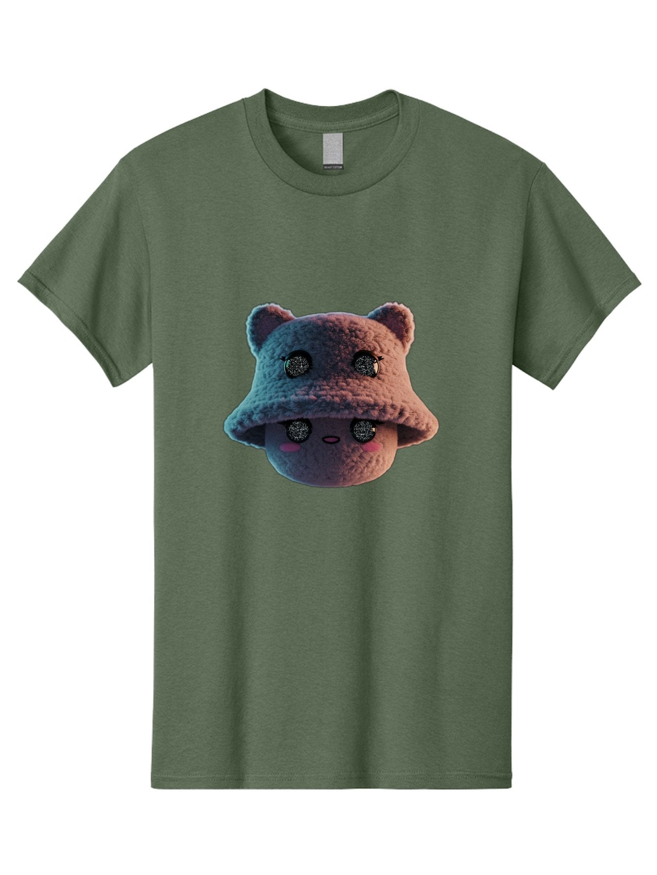 Plushie-Character Men'S Graphic Tee, 100% Cotton, Comfortable Casual Summer Wear, Machine Washable, Cute Cartoon Character, Fluffy Teddy Bear, Kawaii Plush Toy, Round Face, Sparkly Eyes, Soft Pink Cheeks, Funny Expression, Endearing Design, Bad447 13
