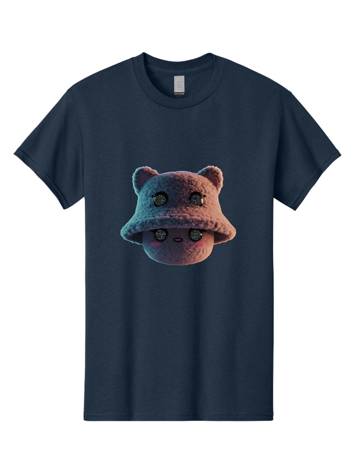 Plushie-Character Men'S Graphic Tee, 100% Cotton, Comfortable Casual Summer Wear, Machine Washable, Cute Cartoon Character, Fluffy Teddy Bear, Kawaii Plush Toy, Round Face, Sparkly Eyes, Soft Pink Cheeks, Funny Expression, Endearing Design, Bad447 10