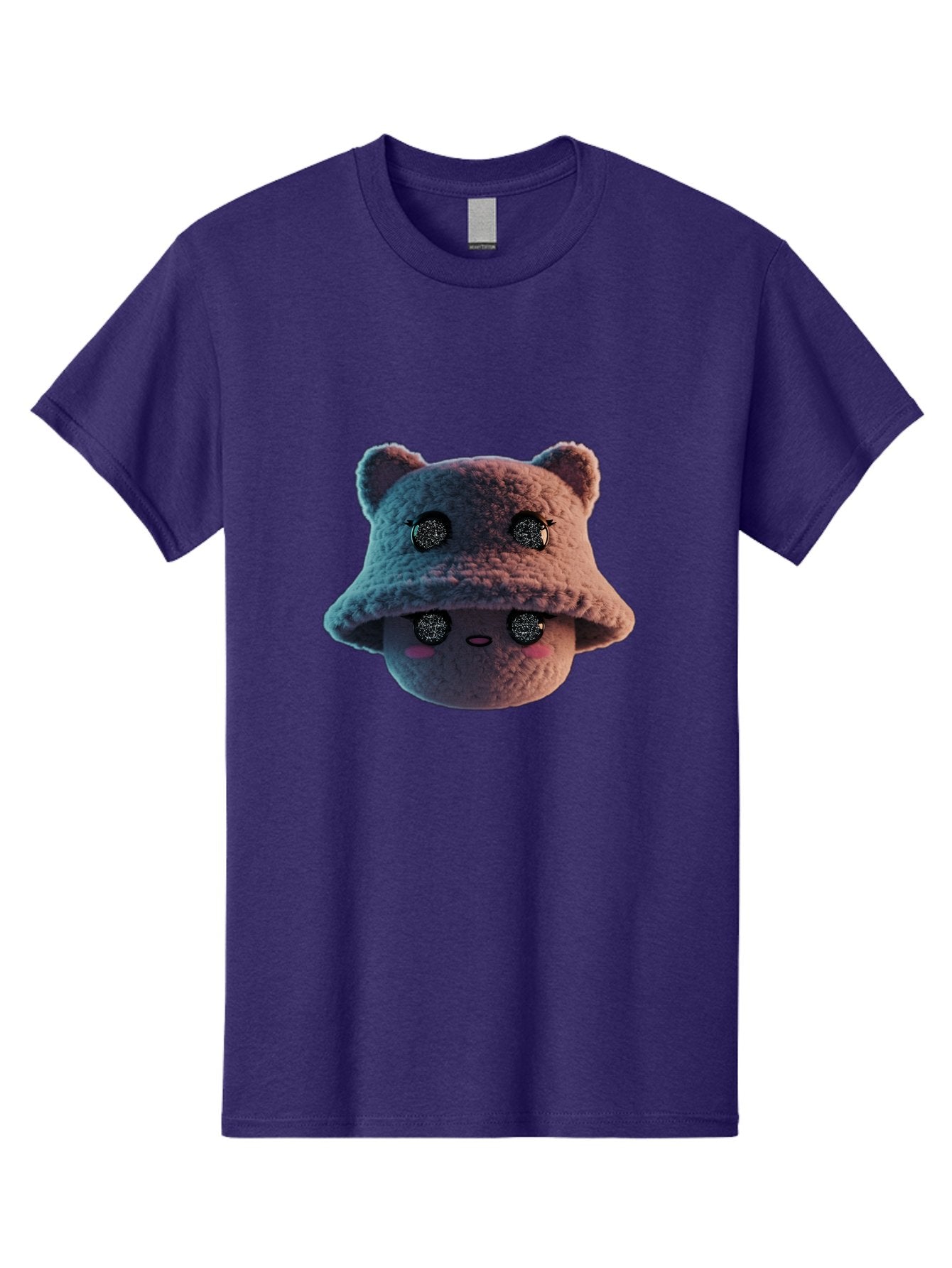 Plushie-Character Men'S Graphic Tee, 100% Cotton, Comfortable Casual Summer Wear, Machine Washable, Cute Cartoon Character, Fluffy Teddy Bear, Kawaii Plush Toy, Round Face, Sparkly Eyes, Soft Pink Cheeks, Funny Expression, Endearing Design, Bad447 11