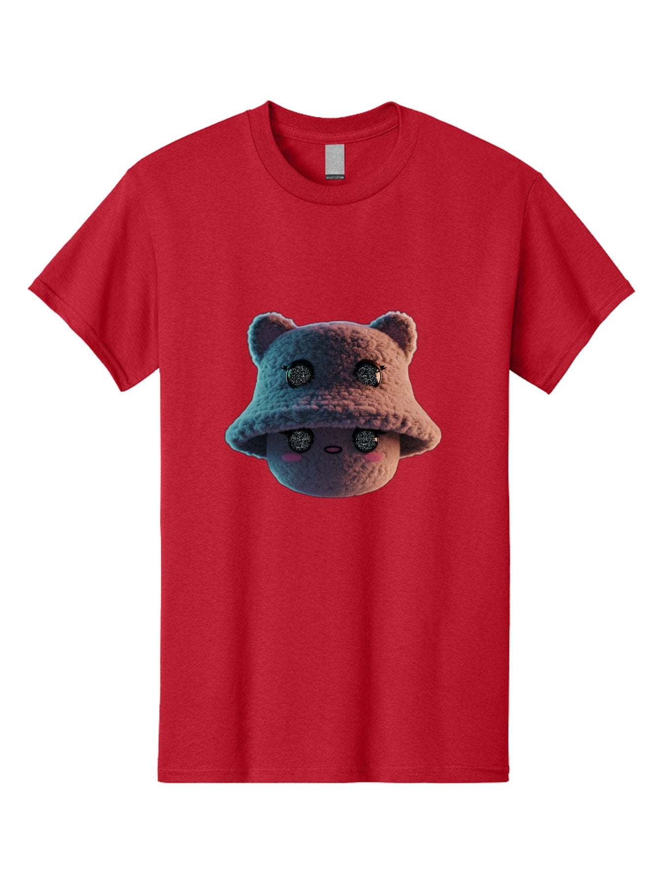 Plushie-Character Men'S Graphic Tee, 100% Cotton, Comfortable Casual Summer Wear, Machine Washable, Cute Cartoon Character, Fluffy Teddy Bear, Kawaii Plush Toy, Round Face, Sparkly Eyes, Soft Pink Cheeks, Funny Expression, Endearing Design, Bad447 7