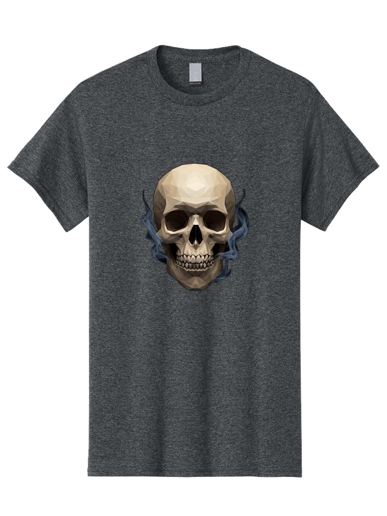 Polygonal-Skull Men'S Graphic Tee, 100% Cotton, Comfortable Casual Summer Wear, Machine Washable, Human Skull, Geometric Shapes, Low Poly Art, Smoke Coming Out, Dark Eye Sockets, Teeth, Mystical, Low Poly, Abstract Art, Skull Design Bad450 9