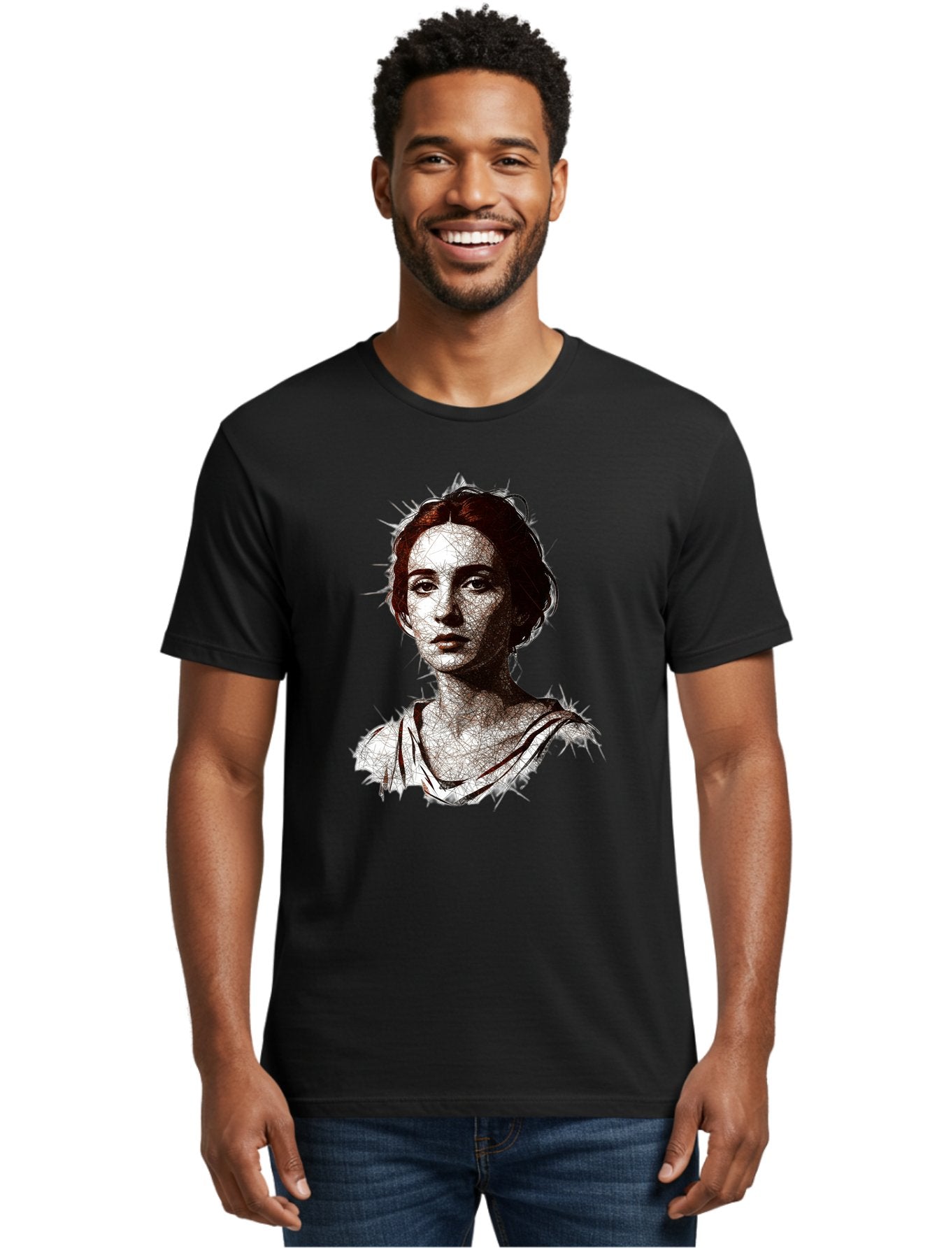 Portrait-Of-Sappho Men'S Graphic Tee, 100% Cotton, Comfortable Casual Summer Wear, Machine Washable, Portrait Of A Poet, Ancient Greek Literature, Female Author, Classical Art, Artistic Expression, Literary Figure, Historical Personality, Bad451 29