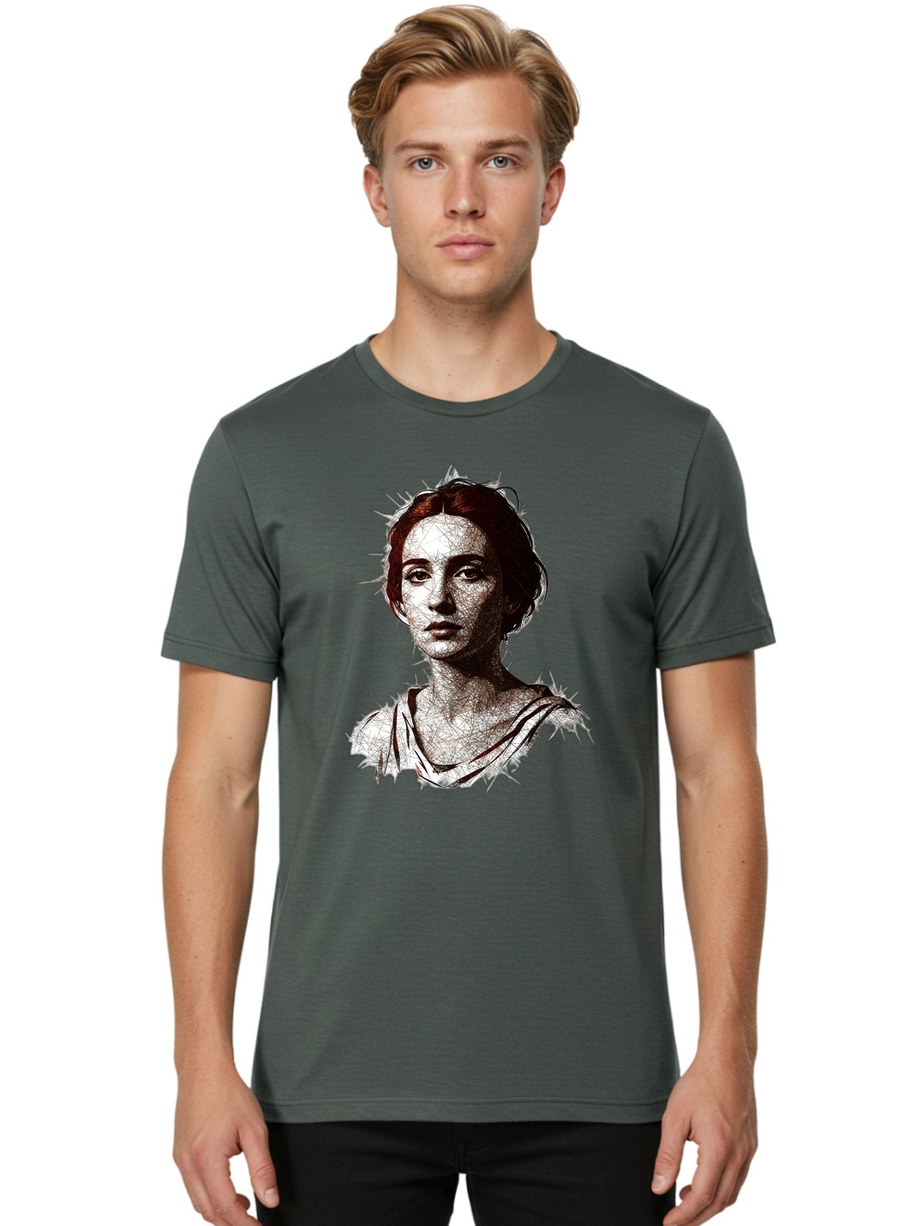 Portrait-Of-Sappho Men'S Graphic Tee, 100% Cotton, Comfortable Casual Summer Wear, Machine Washable, Portrait Of A Poet, Ancient Greek Literature, Female Author, Classical Art, Artistic Expression, Literary Figure, Historical Personality, Bad451 20