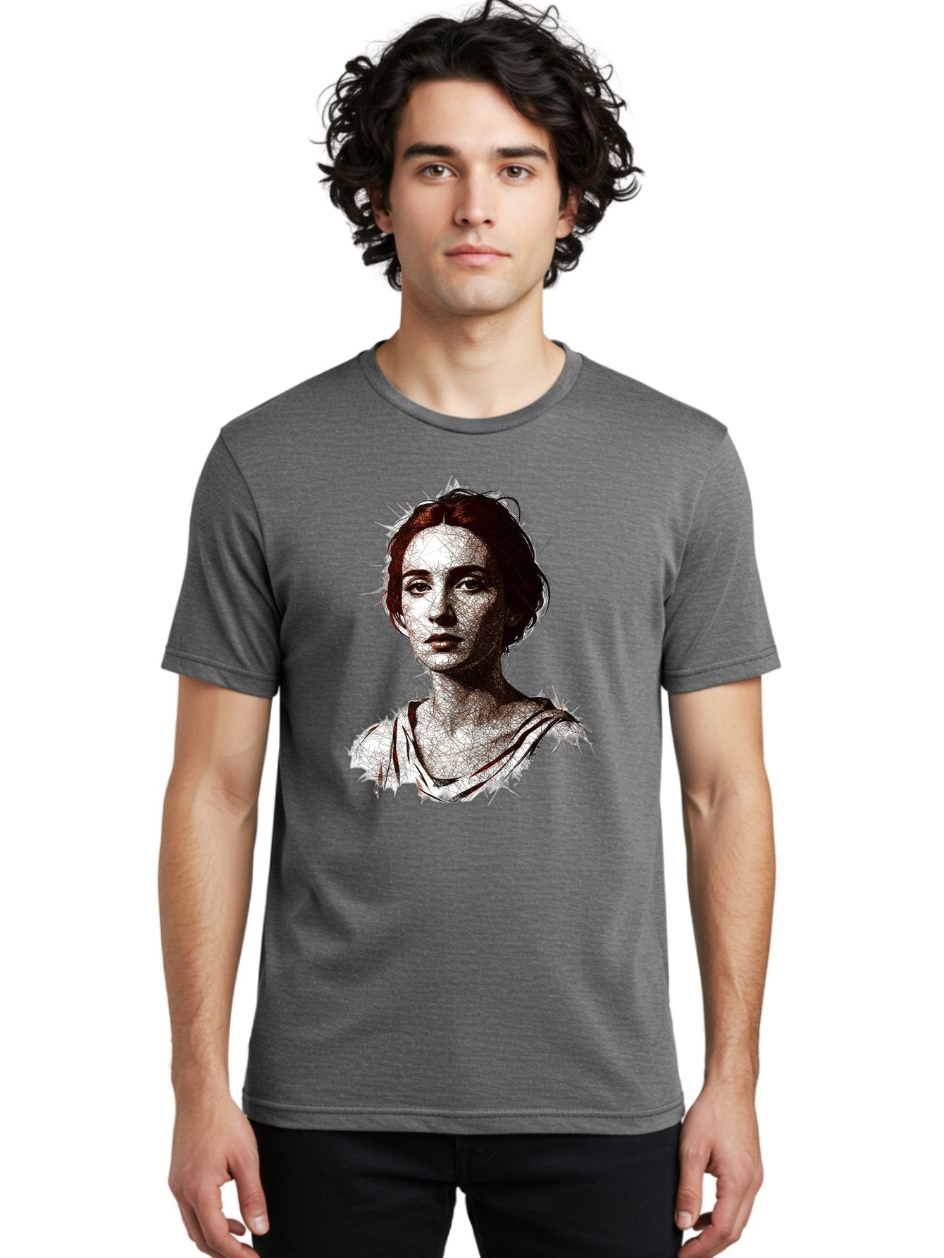 Portrait-Of-Sappho Men'S Graphic Tee, 100% Cotton, Comfortable Casual Summer Wear, Machine Washable, Portrait Of A Poet, Ancient Greek Literature, Female Author, Classical Art, Artistic Expression, Literary Figure, Historical Personality, Bad451 24