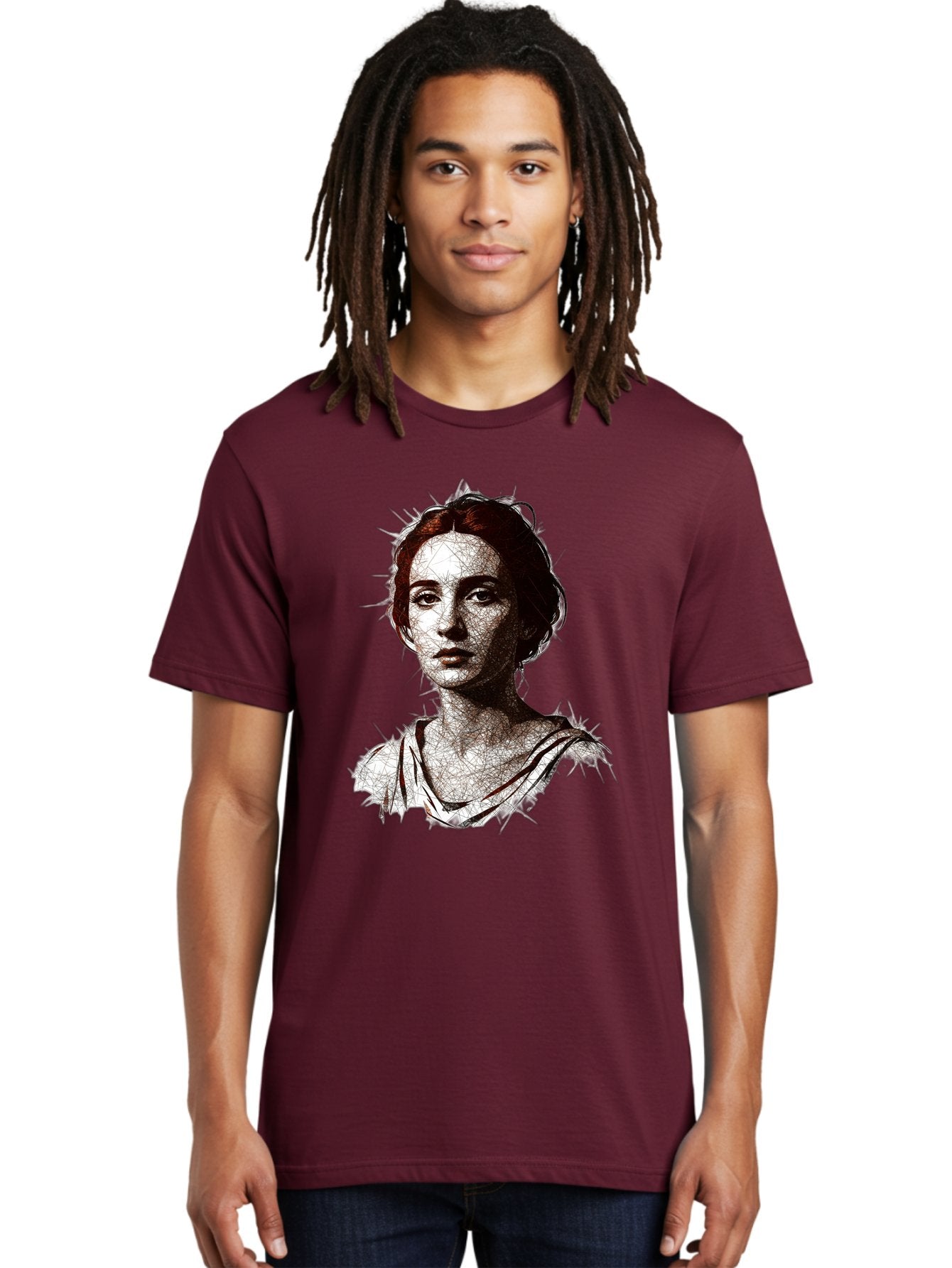 Portrait-Of-Sappho Men'S Graphic Tee, 100% Cotton, Comfortable Casual Summer Wear, Machine Washable, Portrait Of A Poet, Ancient Greek Literature, Female Author, Classical Art, Artistic Expression, Literary Figure, Historical Personality, Bad451 28