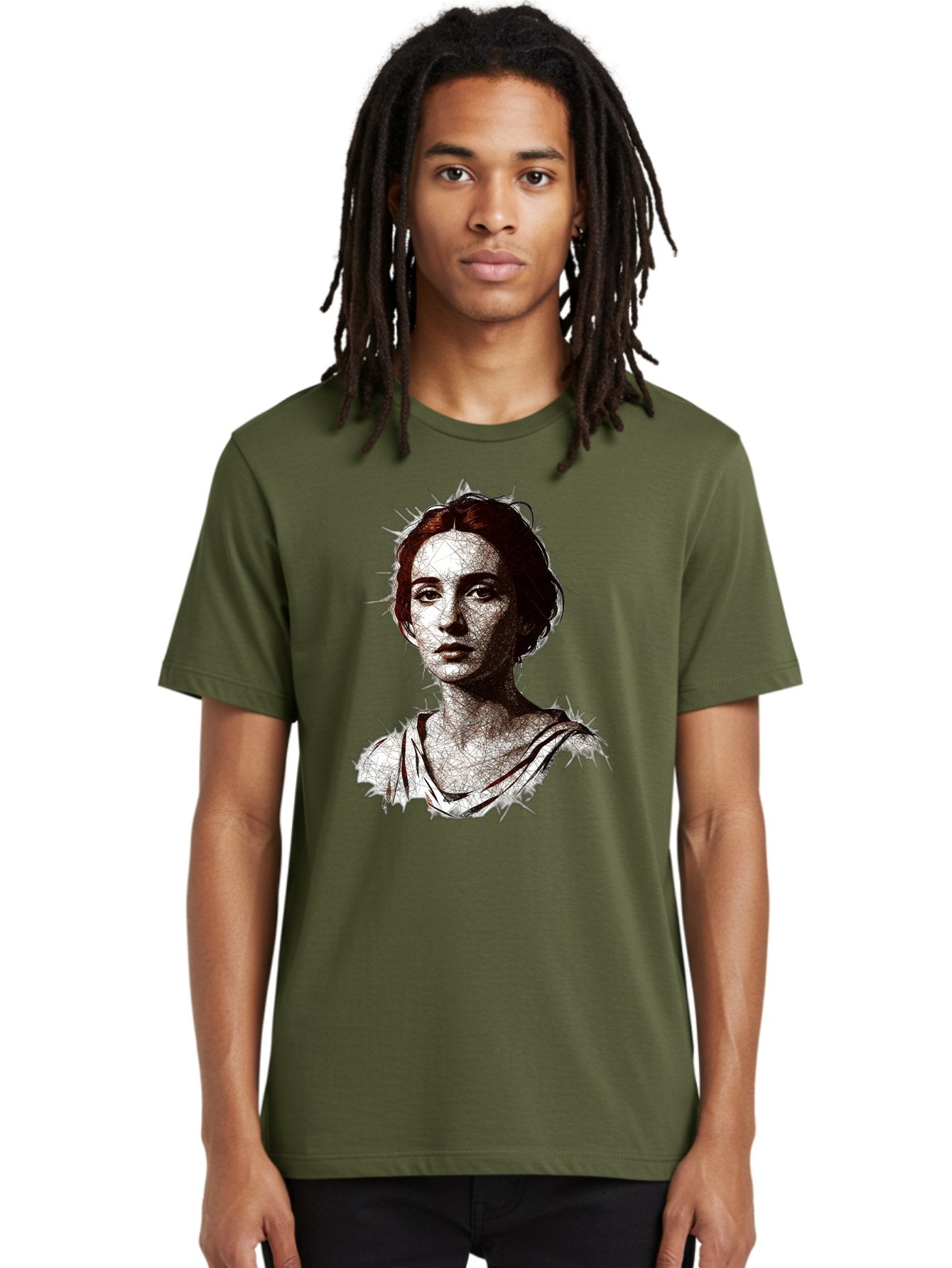 Portrait-Of-Sappho Men'S Graphic Tee, 100% Cotton, Comfortable Casual Summer Wear, Machine Washable, Portrait Of A Poet, Ancient Greek Literature, Female Author, Classical Art, Artistic Expression, Literary Figure, Historical Personality, Bad451 27