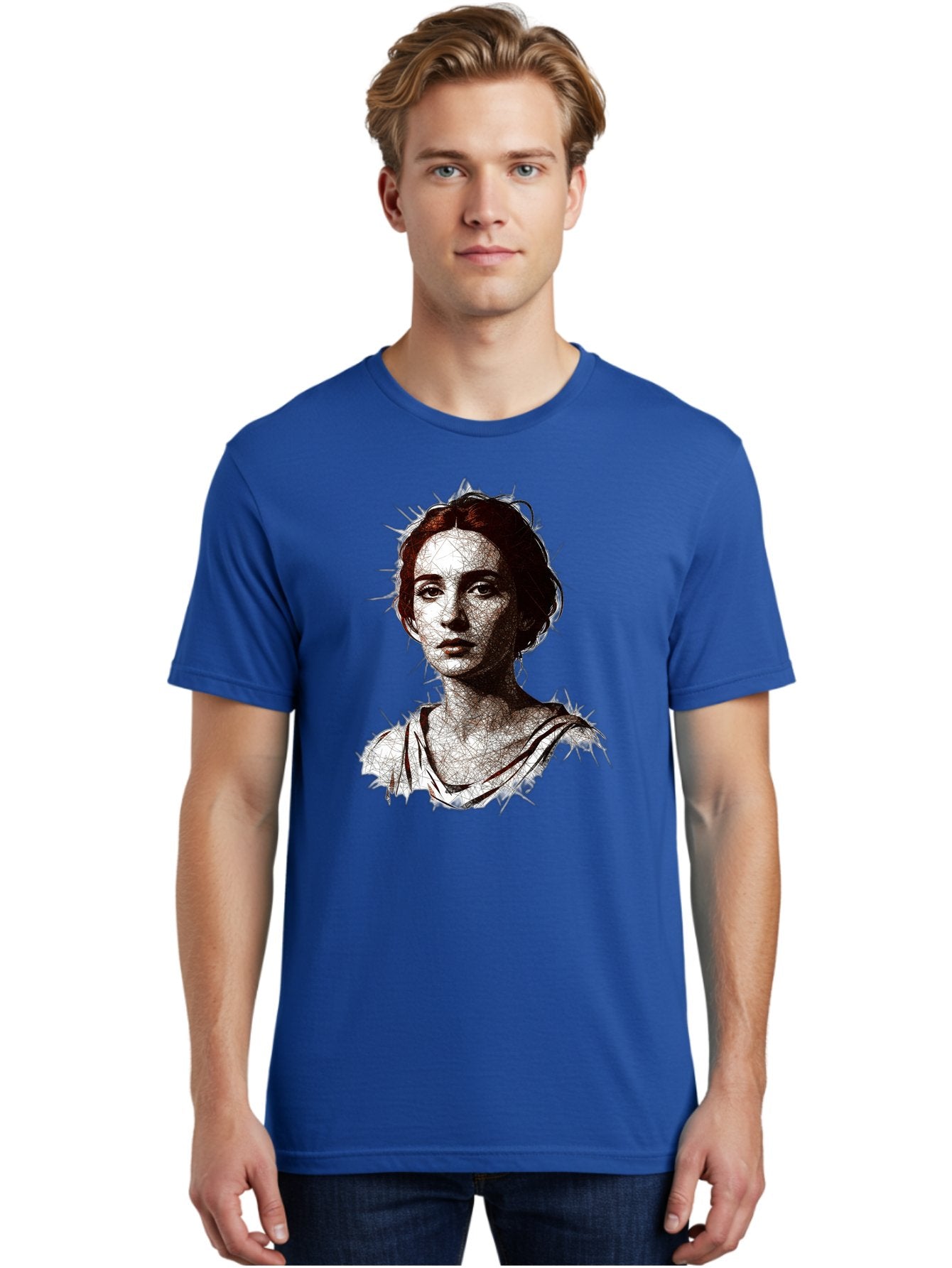 Portrait-Of-Sappho Men'S Graphic Tee, 100% Cotton, Comfortable Casual Summer Wear, Machine Washable, Portrait Of A Poet, Ancient Greek Literature, Female Author, Classical Art, Artistic Expression, Literary Figure, Historical Personality, Bad451 18
