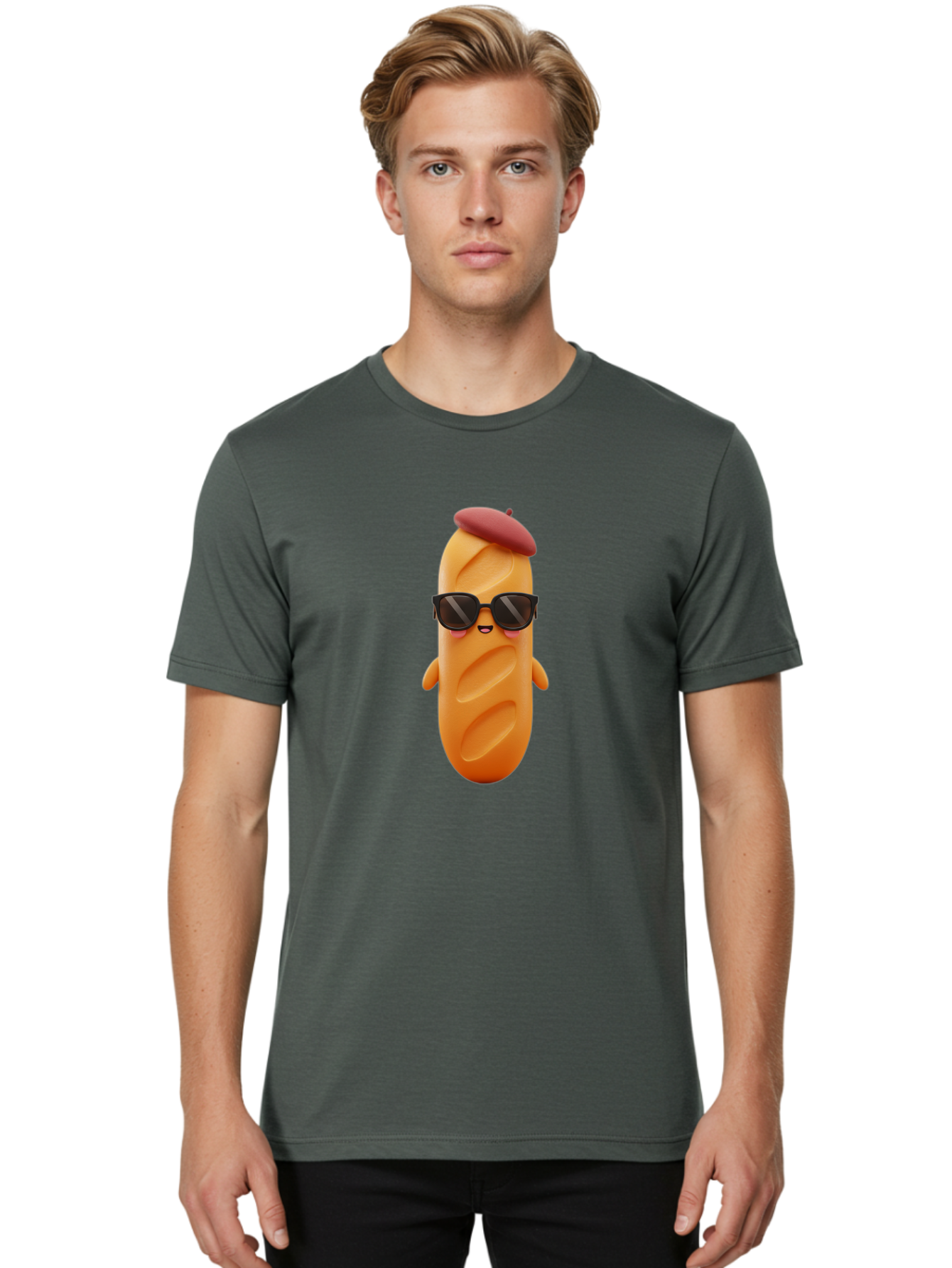 Potato-Character Men'S Graphic Tee, 100% Cotton, Comfortable Casual Summer Wear, Machine Washable, Sausage Character, Cartoon Sausage, 3D Sausage Illustration, Sausage Wearing Sunglasses, Beret On Sausage, Funny Food Character, Bad452 24