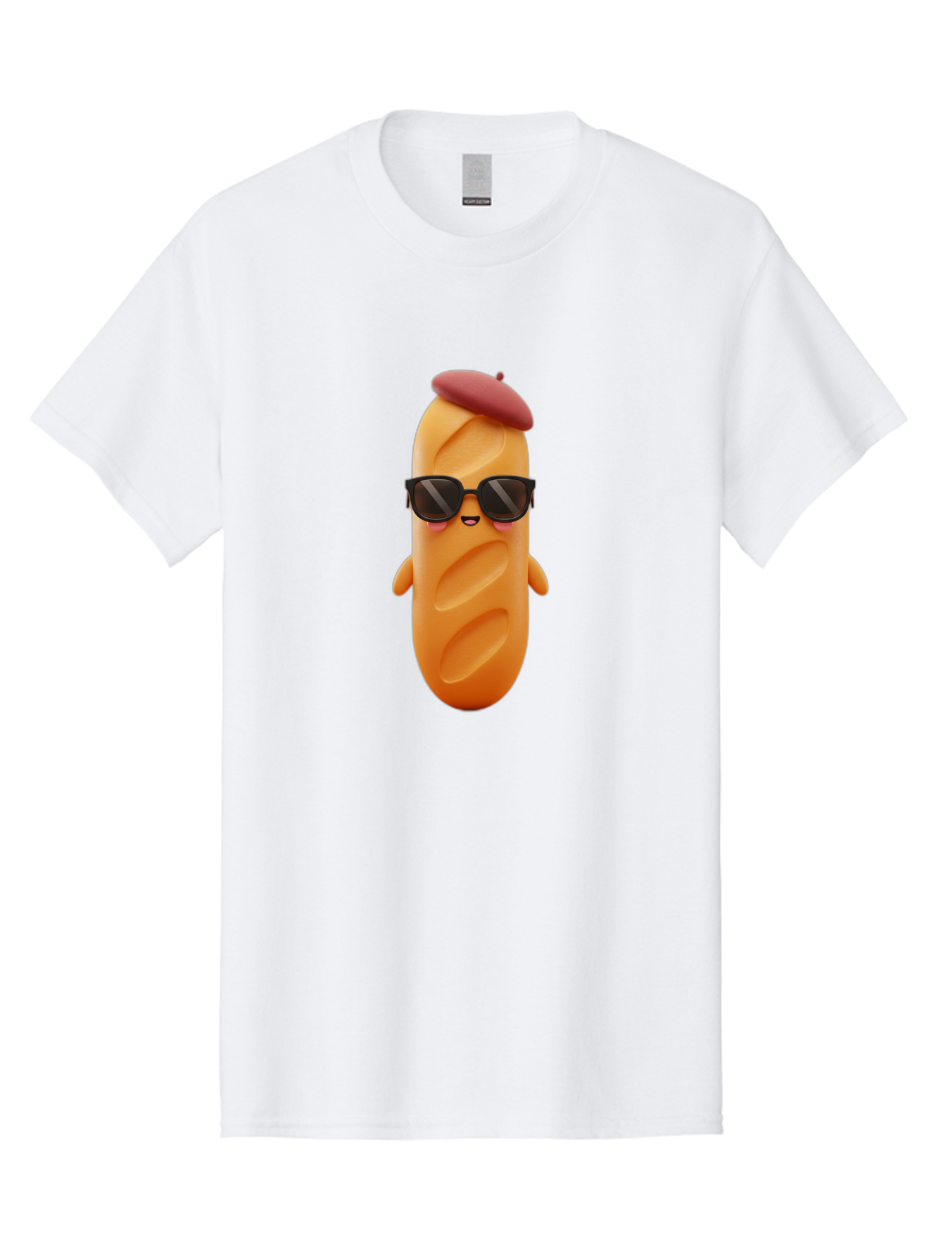 Potato-Character Men'S Graphic Tee, 100% Cotton, Comfortable Casual Summer Wear, Machine Washable, Sausage Character, Cartoon Sausage, 3D Sausage Illustration, Sausage Wearing Sunglasses, Beret On Sausage, Funny Food Character, Bad452