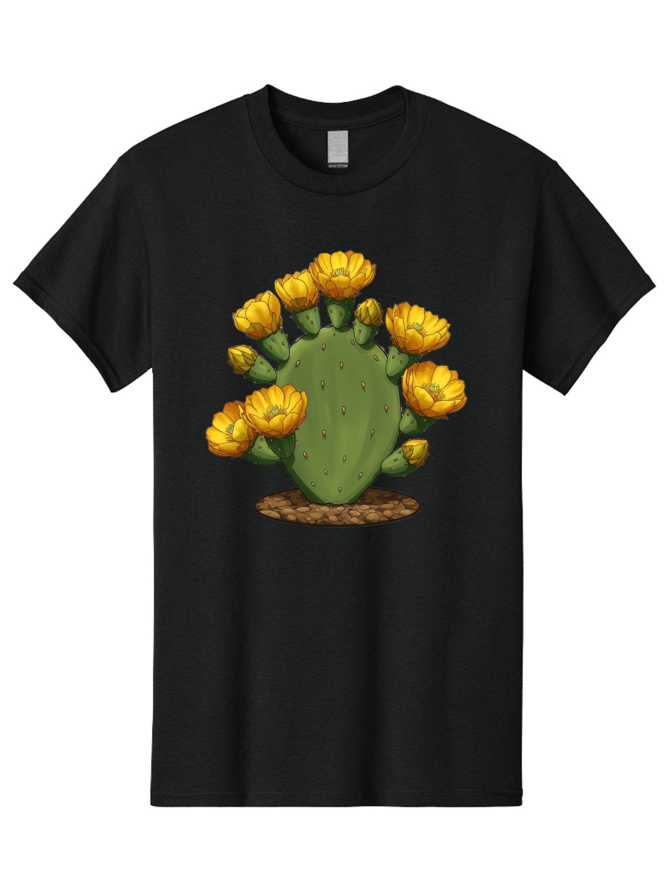 Prickly-Pear-Cactus Men'S Graphic Tee, 100% Cotton, Comfortable Casual Summer Wear, Machine Washable, Prickly Pear Cactus, Yellow Flowers, Desert Plant, Cactus Flowers, Vibrant Yellow, Succulent, Desert Garden, Floral Arrangement, Pears, Bad454 11