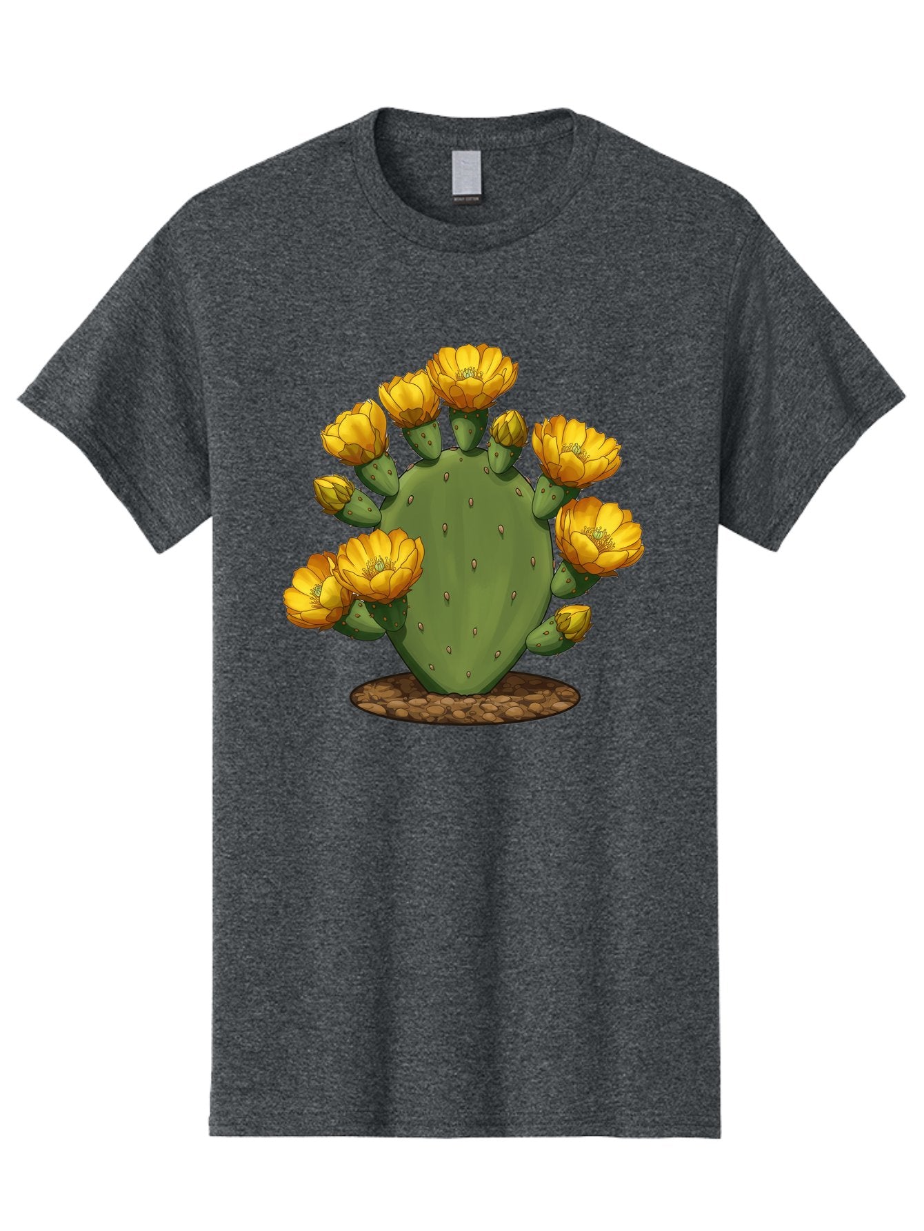Prickly-Pear-Cactus Men'S Graphic Tee, 100% Cotton, Comfortable Casual Summer Wear, Machine Washable, Prickly Pear Cactus, Yellow Flowers, Desert Plant, Cactus Flowers, Vibrant Yellow, Succulent, Desert Garden, Floral Arrangement, Pears, Bad454 8
