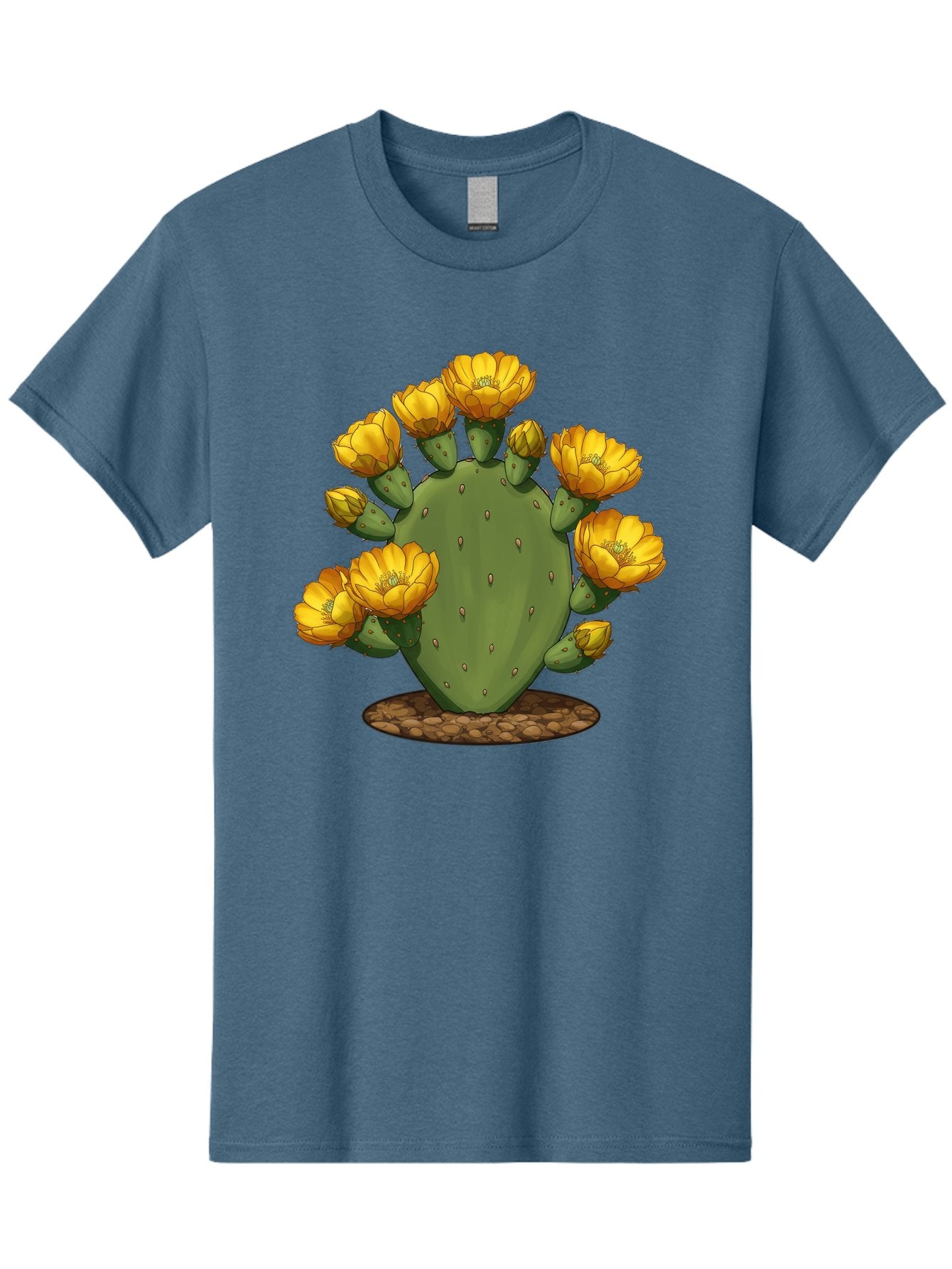 Prickly-Pear-Cactus Men'S Graphic Tee, 100% Cotton, Comfortable Casual Summer Wear, Machine Washable, Prickly Pear Cactus, Yellow Flowers, Desert Plant, Cactus Flowers, Vibrant Yellow, Succulent, Desert Garden, Floral Arrangement, Pears, Bad454 13