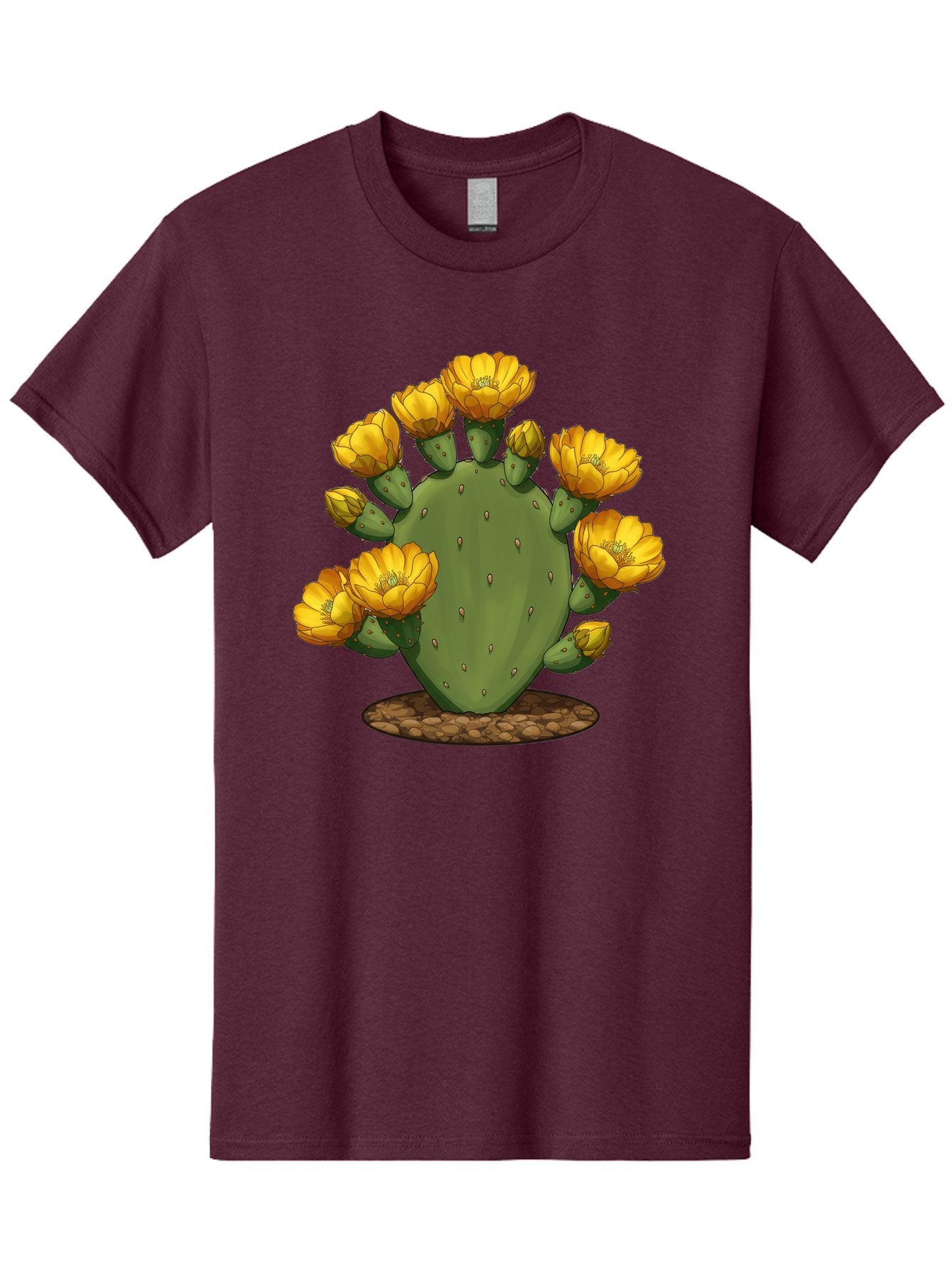 Prickly-Pear-Cactus Men'S Graphic Tee, 100% Cotton, Comfortable Casual Summer Wear, Machine Washable, Prickly Pear Cactus, Yellow Flowers, Desert Plant, Cactus Flowers, Vibrant Yellow, Succulent, Desert Garden, Floral Arrangement, Pears, Bad454 7