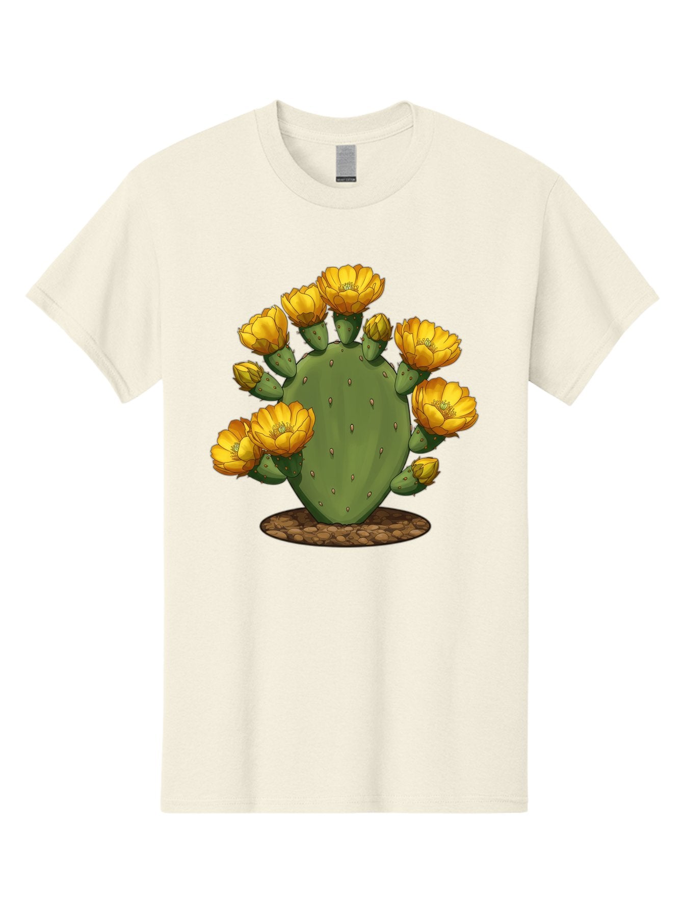 Prickly-Pear-Cactus Men'S Graphic Tee, 100% Cotton, Comfortable Casual Summer Wear, Machine Washable, Prickly Pear Cactus, Yellow Flowers, Desert Plant, Cactus Flowers, Vibrant Yellow, Succulent, Desert Garden, Floral Arrangement, Pears, Bad454 12